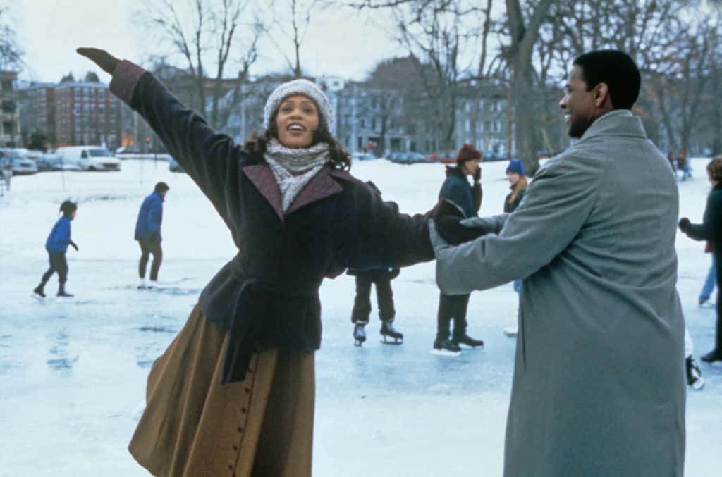 Whitney Houston (1963 - 2012) stars with Denzel Washington in the film 'The Preacher's Wife'