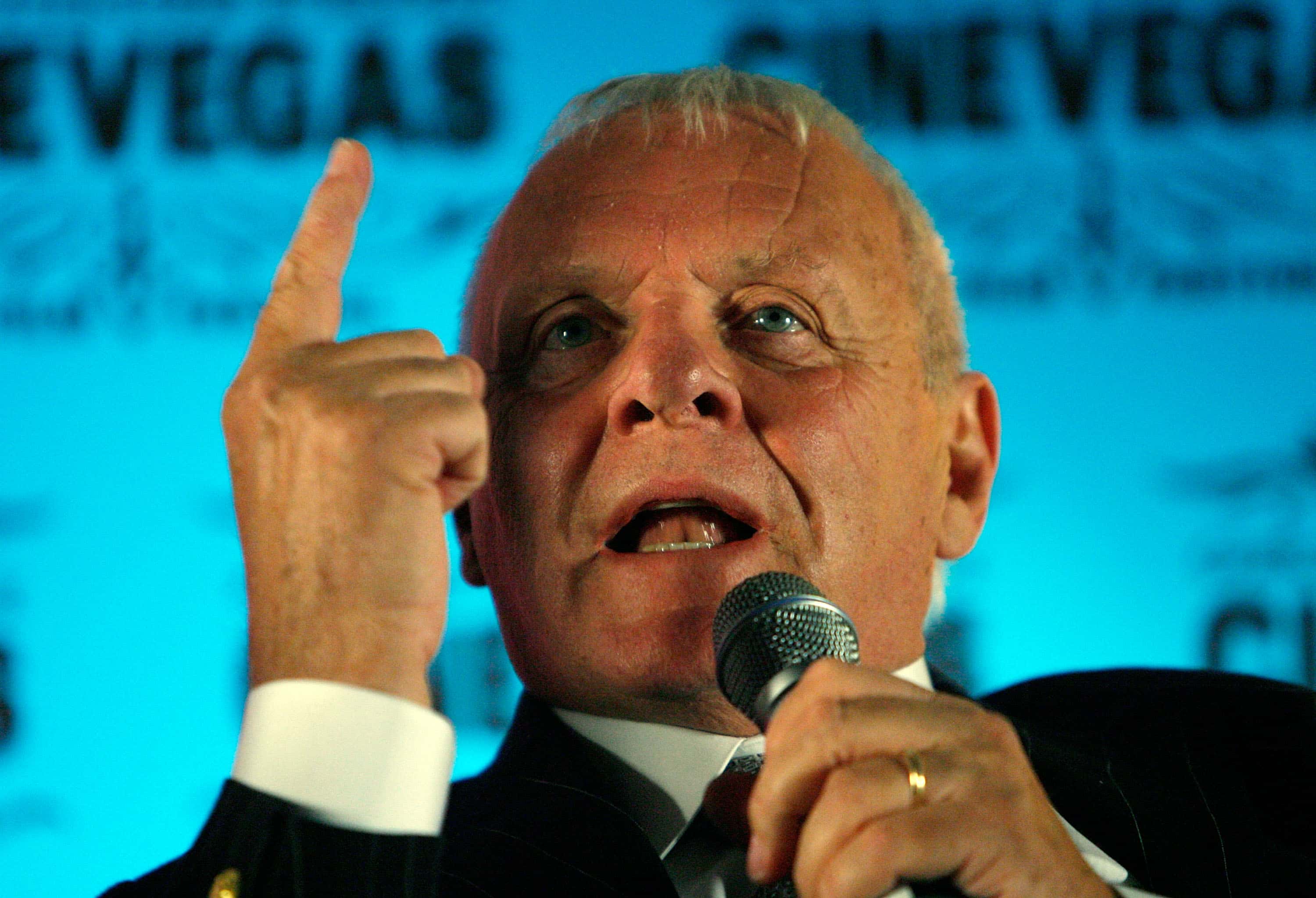 Actor Anthony Hopkins speaks at the Anthony Hopkins conversation and screening held at the Brenden Theatres inside the Palms Casino Resort during the CineVegas film festival