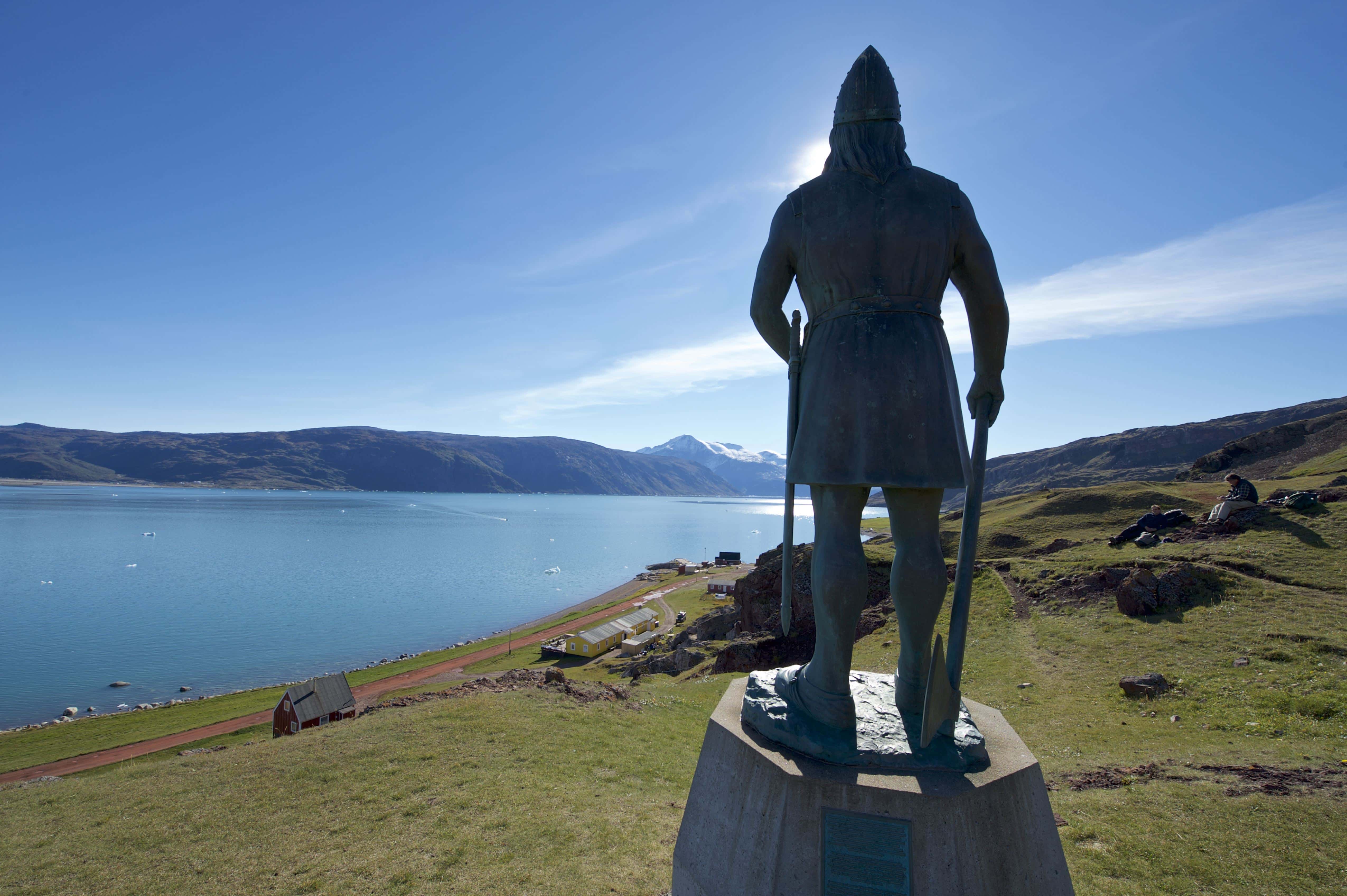 Statue of explorer Leif Ericson in Brattahlid/Qassiarsuk, Southern Greenland.