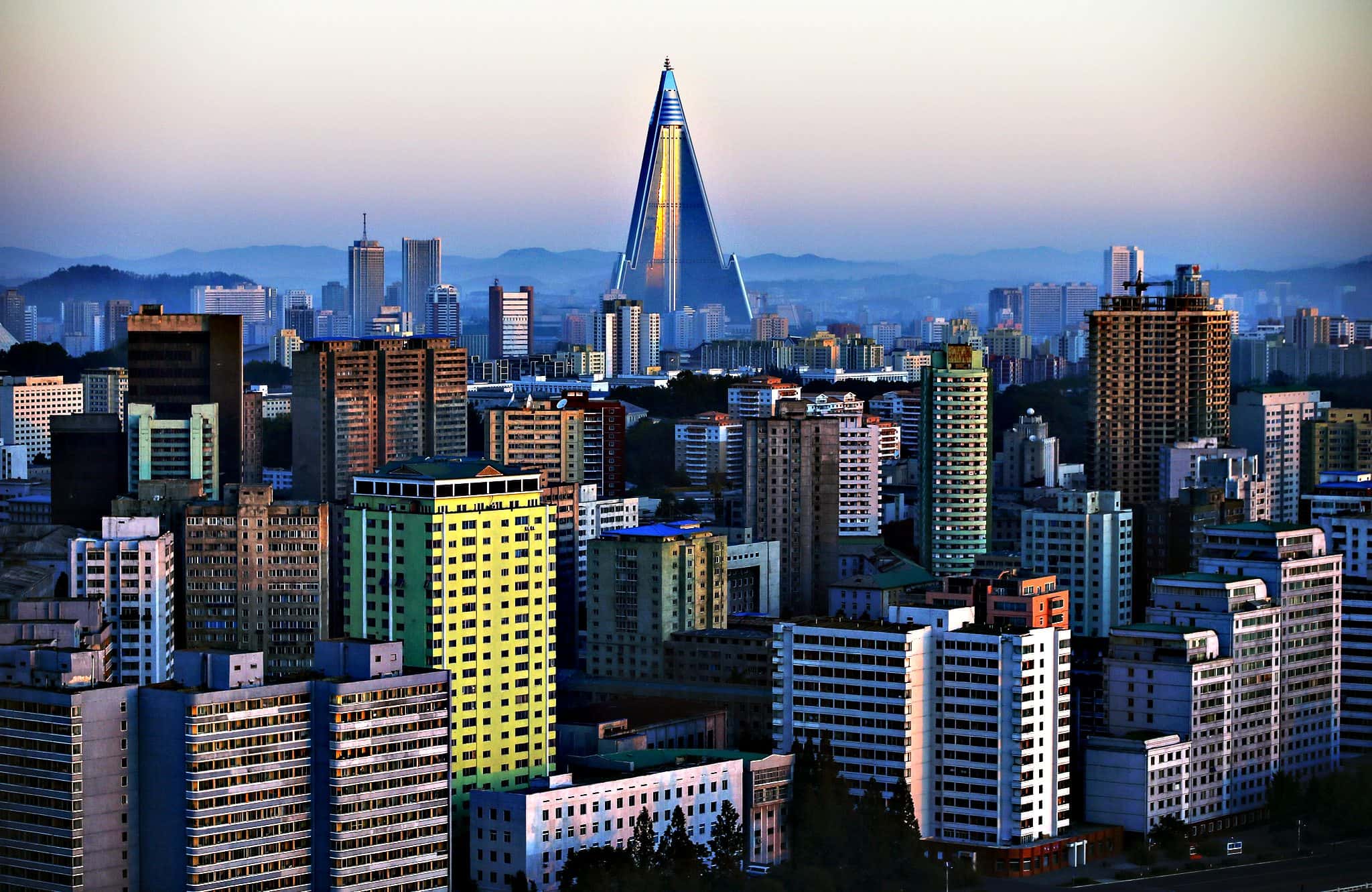 The 105-storey Ryugyong Hotel, the highest building under constr