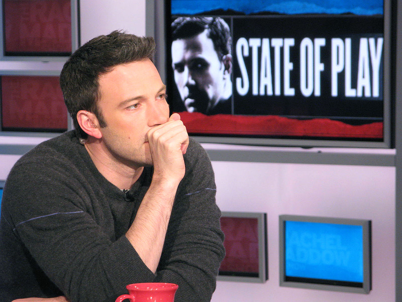 Ben Affleck on the set of The Rachel Maddow Show