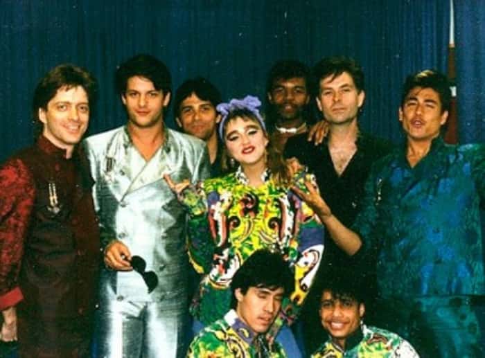 Madonna with her band