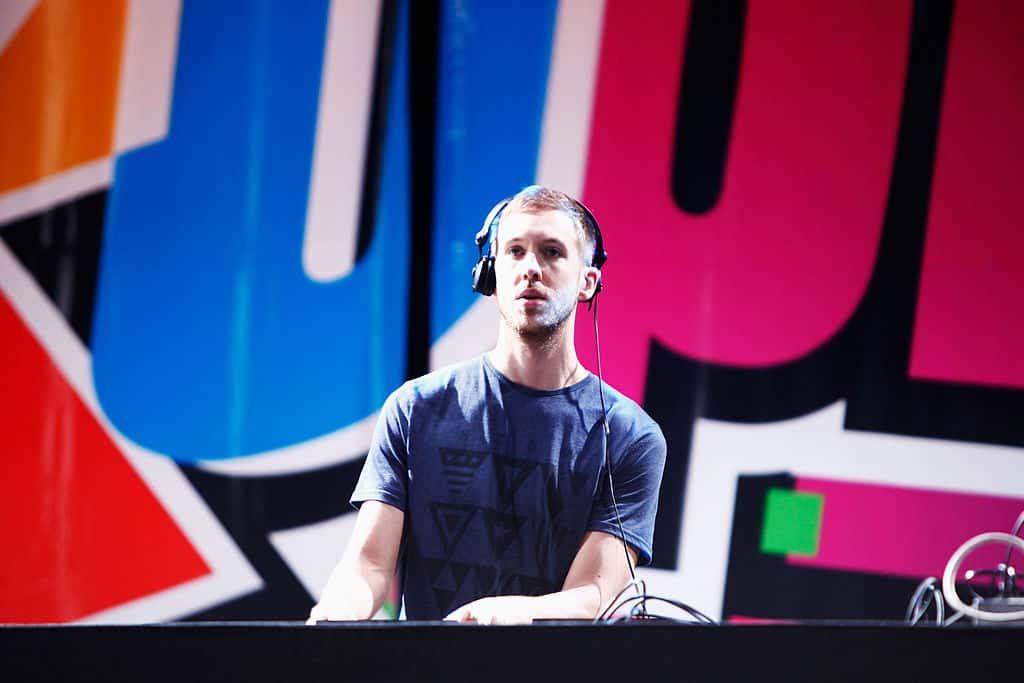 DJ Calvin Harris spins onstage at 103.5 KTU's KTUphoria