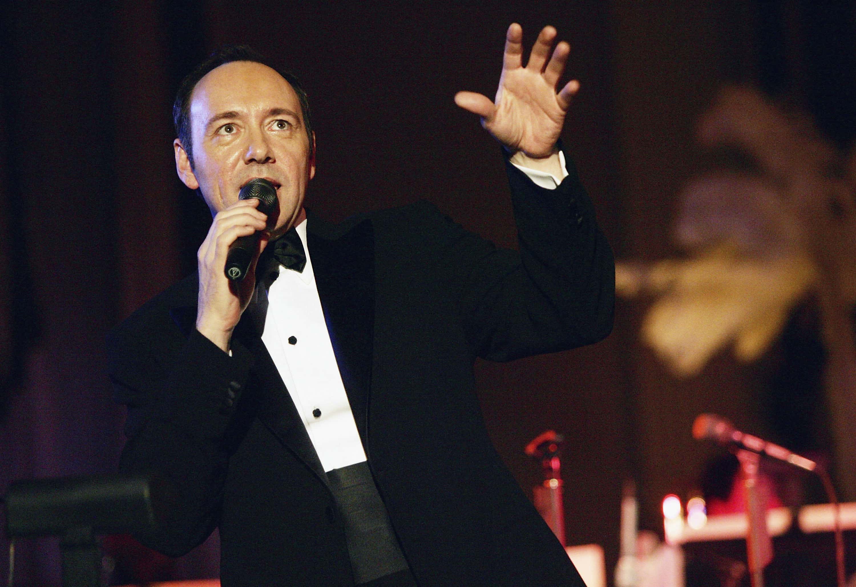 Actor Kevin Spacey performs Bobby Darin songs at the "Beyond The Sea" New York premiere afterparty