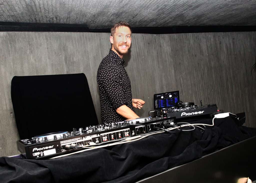 Calvin Harris performs at his album launch party at a private residence