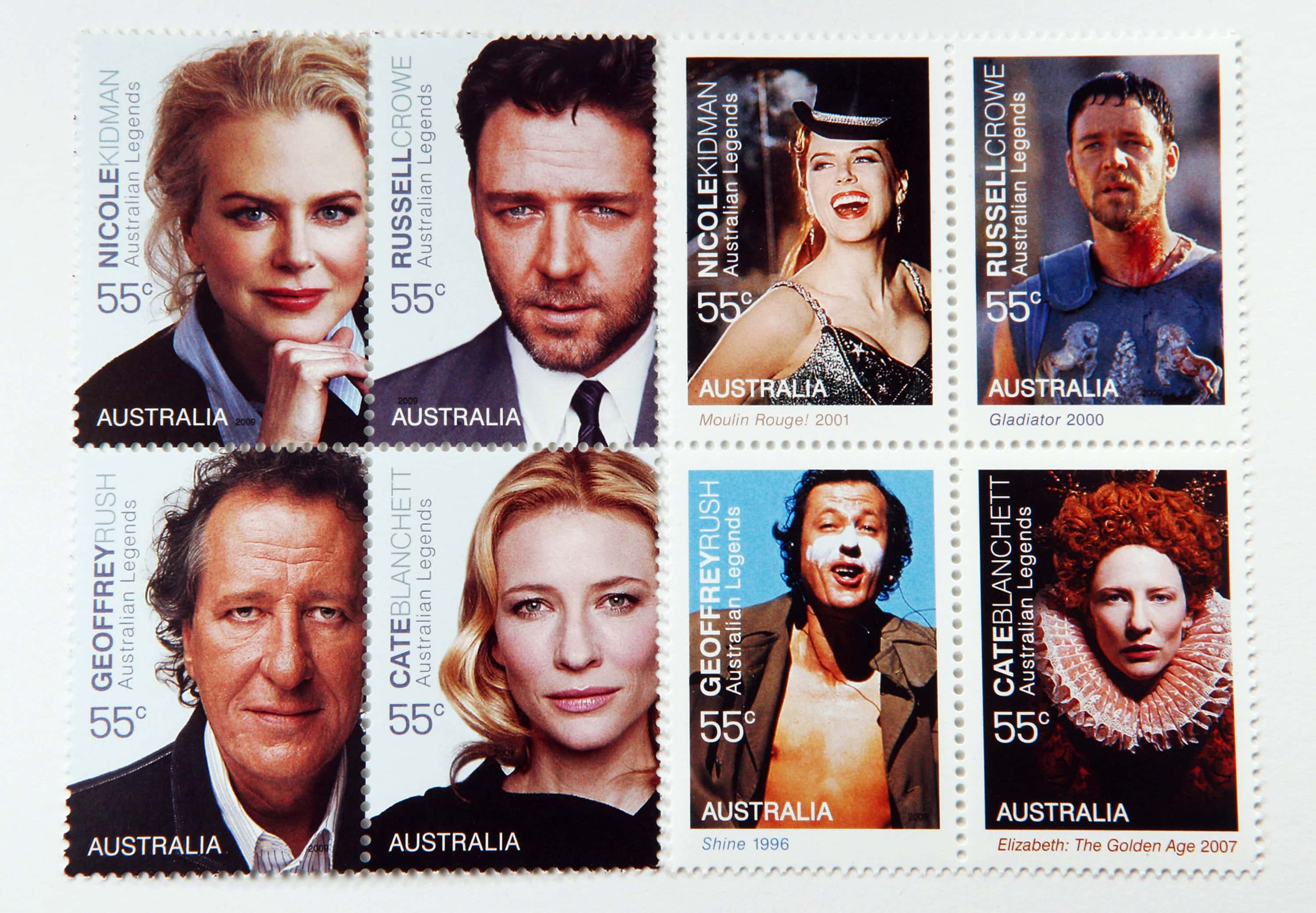 Australian Celebrities Immortalised In Australia Post Stamps
