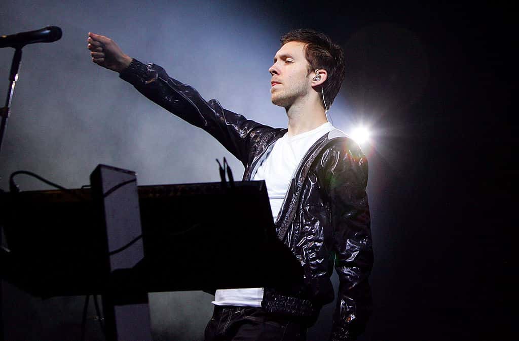 Scottish musician and record producer Calvin Harris performs live on stage