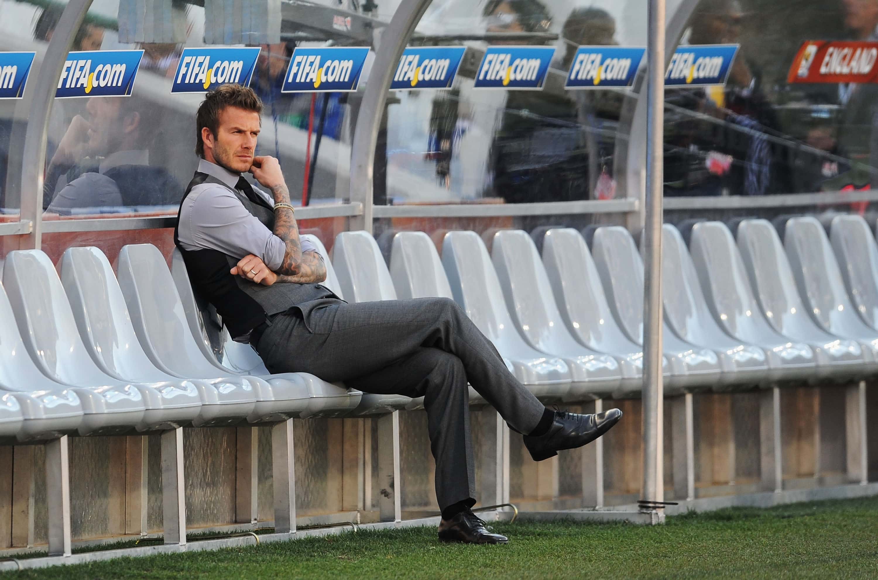 David Beckham of England is thoughtful ahead of the 2010 FIFA World Cup South Africa Round of Sixteen match between Germany and England
