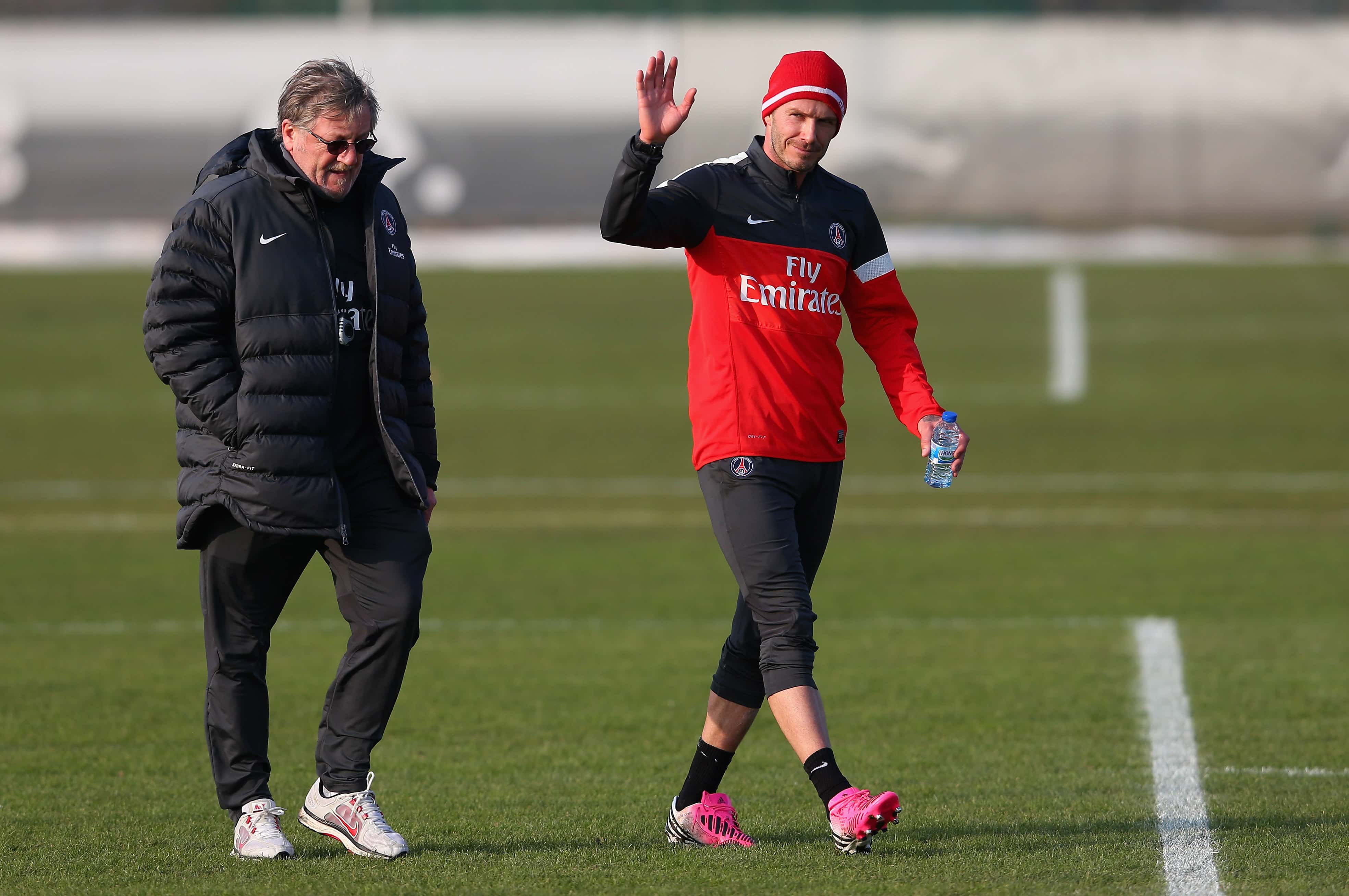 David Beckham of Paris Saint-Germain FC waves