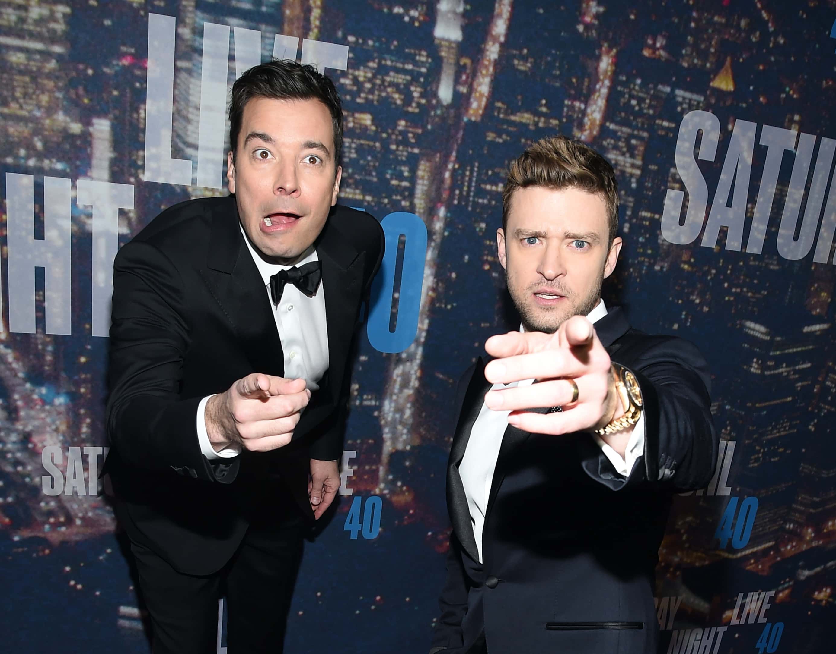 Comedian Jimmy Fallon (L) and Justin Timberlake
