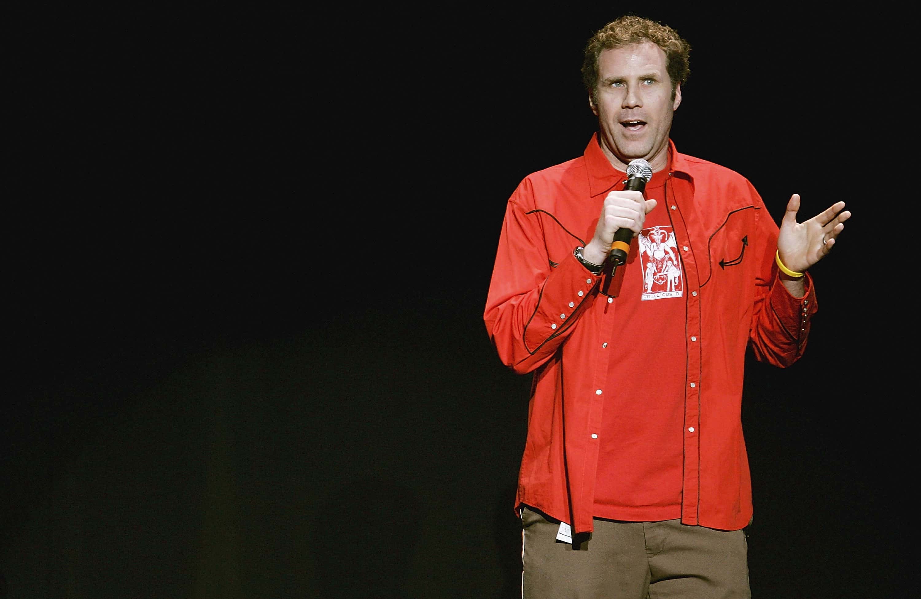 Will Ferrell in a red shirt