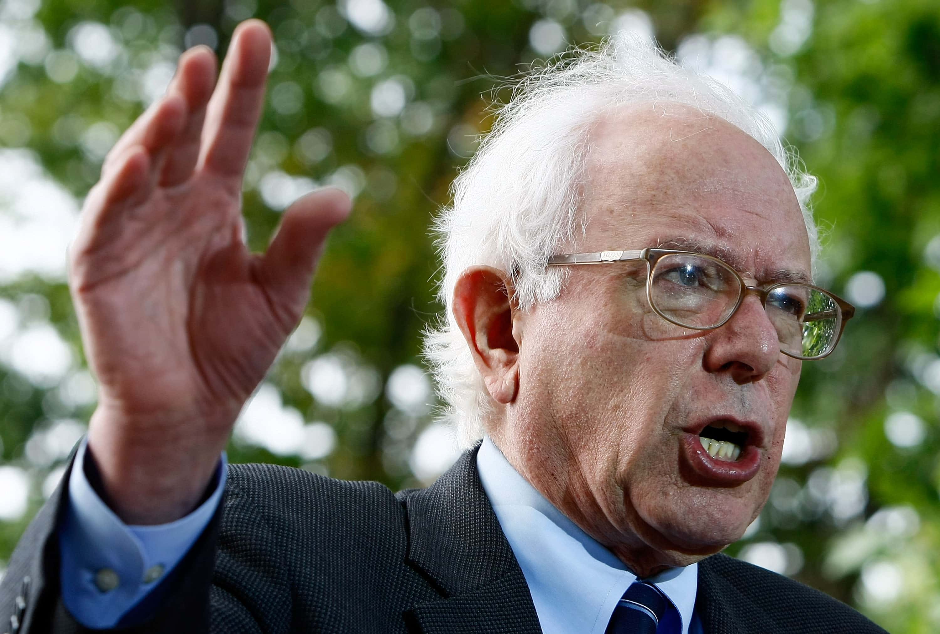 Sen. Bernie Sanders speaks at a news conference