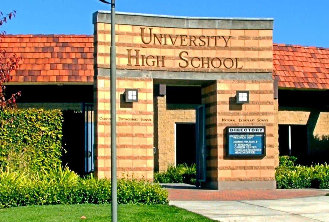 A picture of the entrance to University High School in Irvine