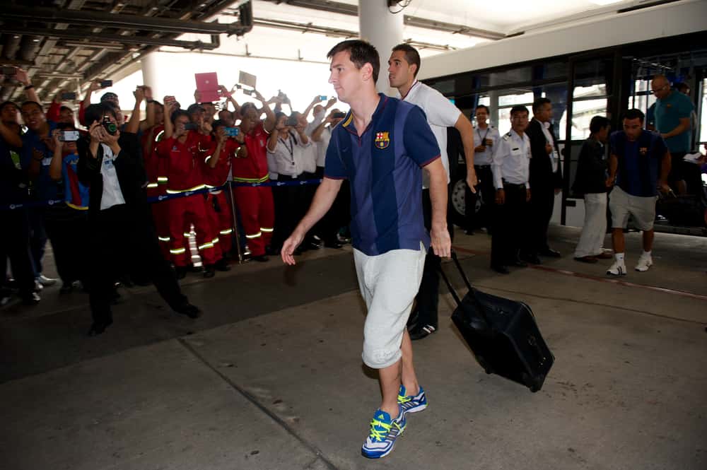 Lionel Messi of Barcelona FC at Don Muang airport