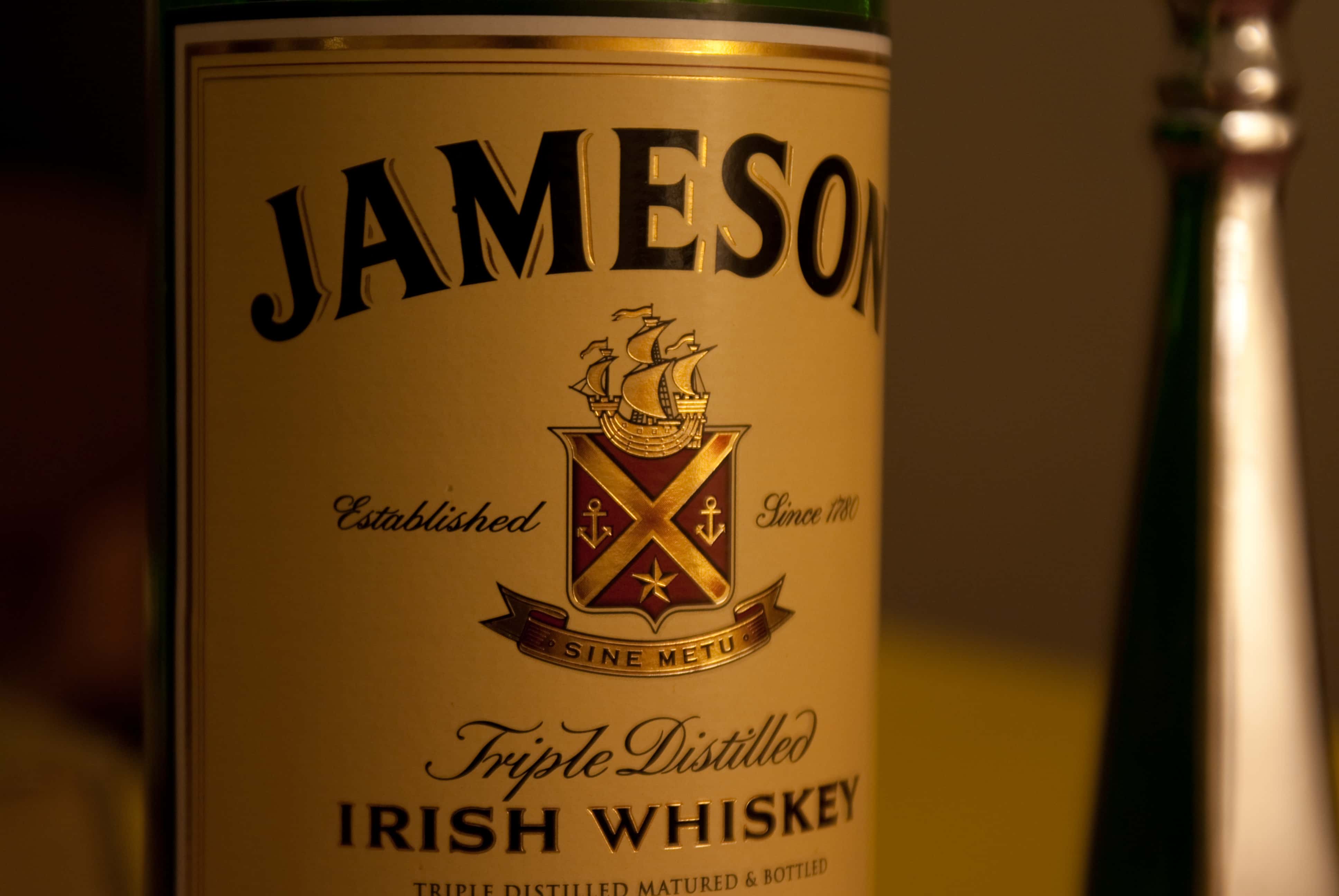 Closeup photo of Jameson bottle