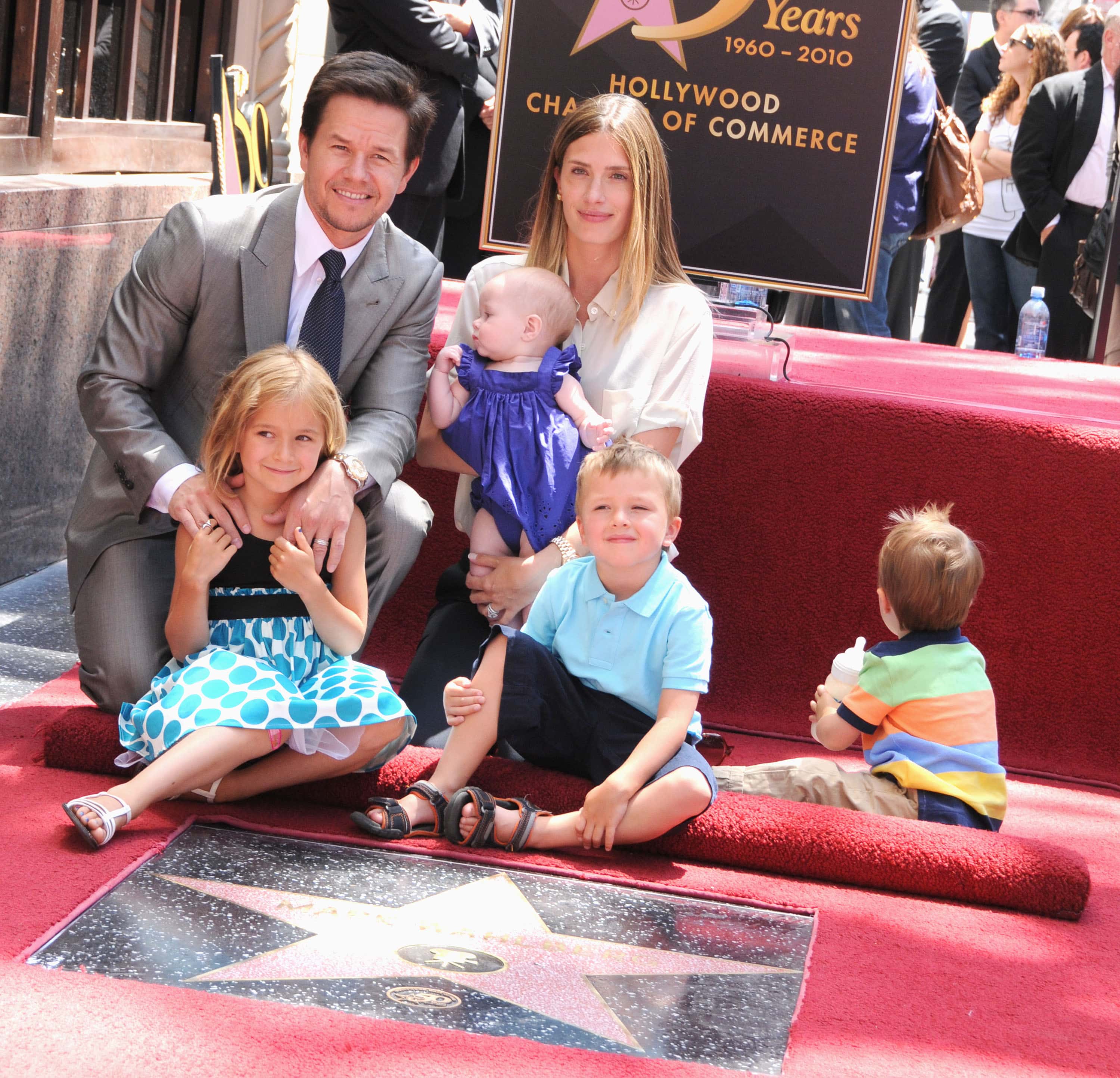 Mark Wahlberg and his wife, Rhea Durham and their children Ella Rae, Grace Margaret, Michael and Brendan Joseph attend the Hollywood Walk Of Fame star ceremony honoring Actor Mark Wahlberg