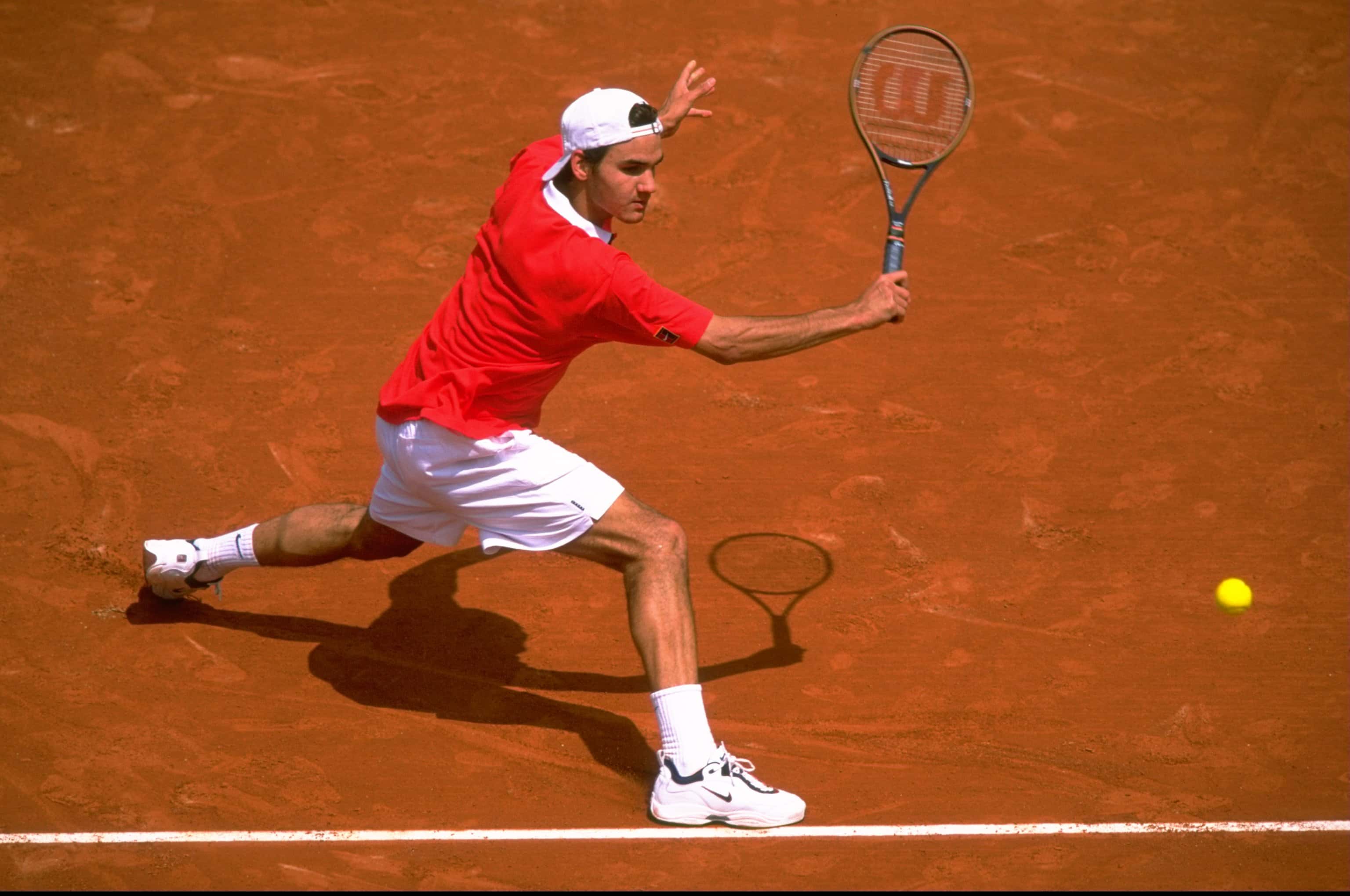 Roger Federer of Switzerland in action at Roland Garros in Paris