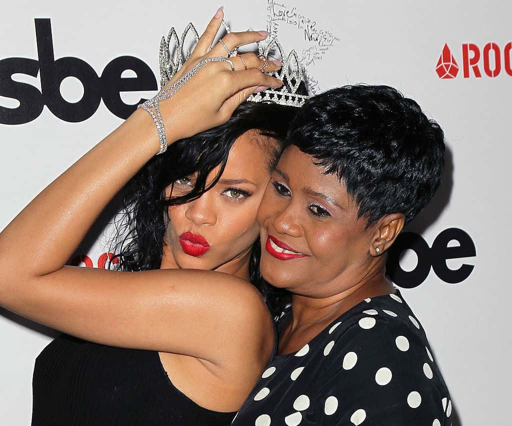 Rihanna (L) and mother Monica Braithwaite - 2012