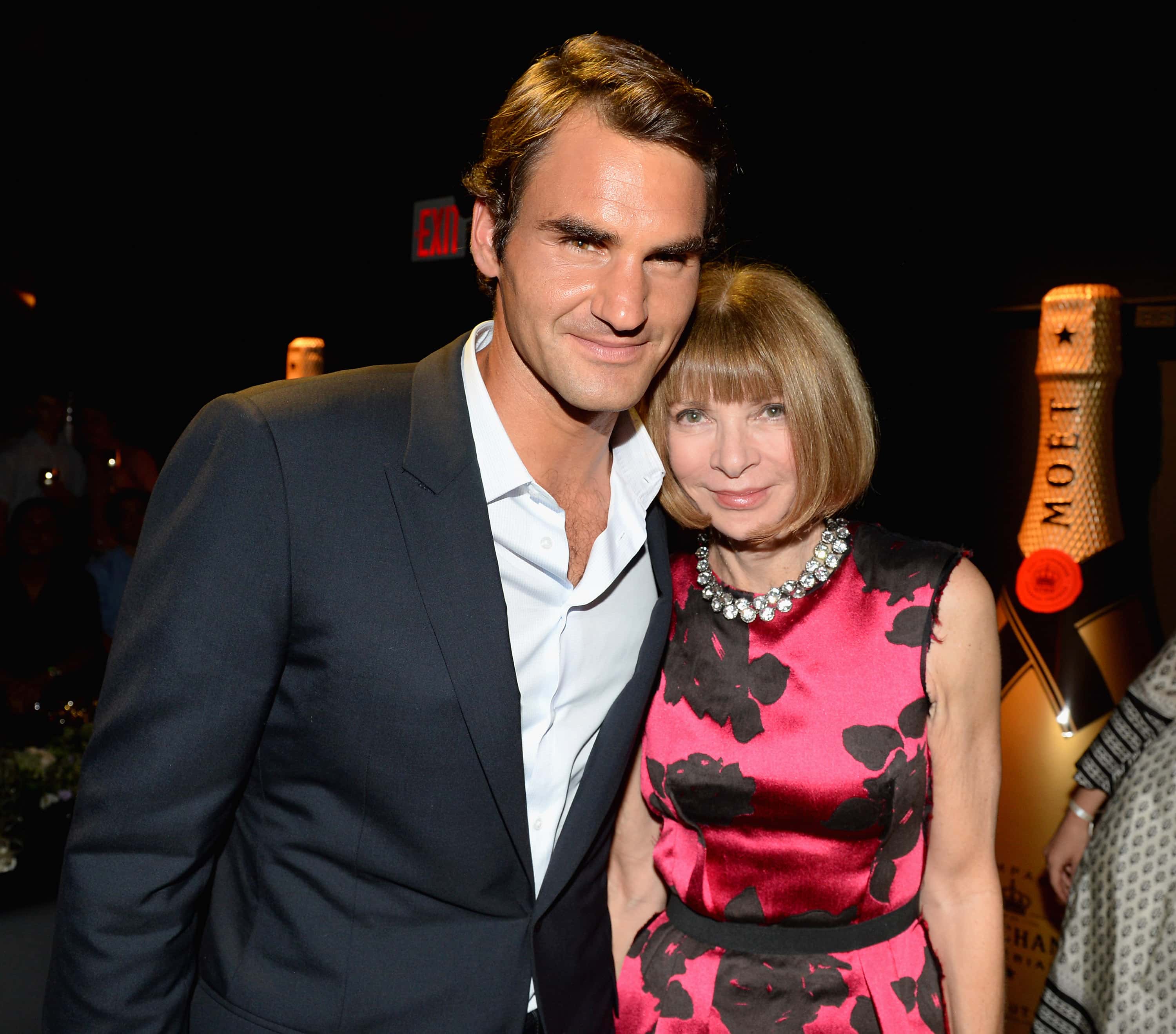 Professional Tennis Player Roger Federer (L) and Vogue Editor-in-Chief Anna Wintour