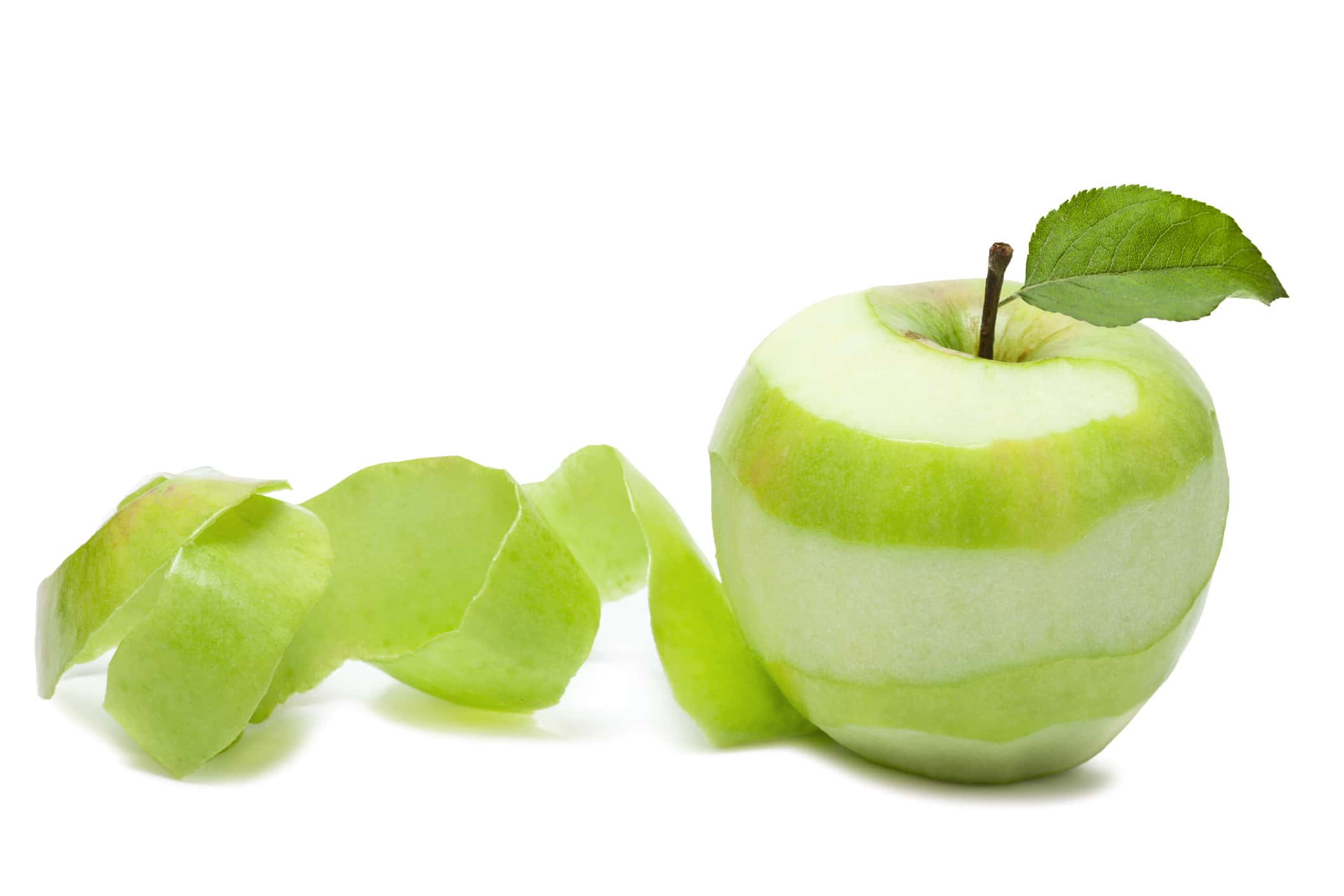 Green Apple with peelings.