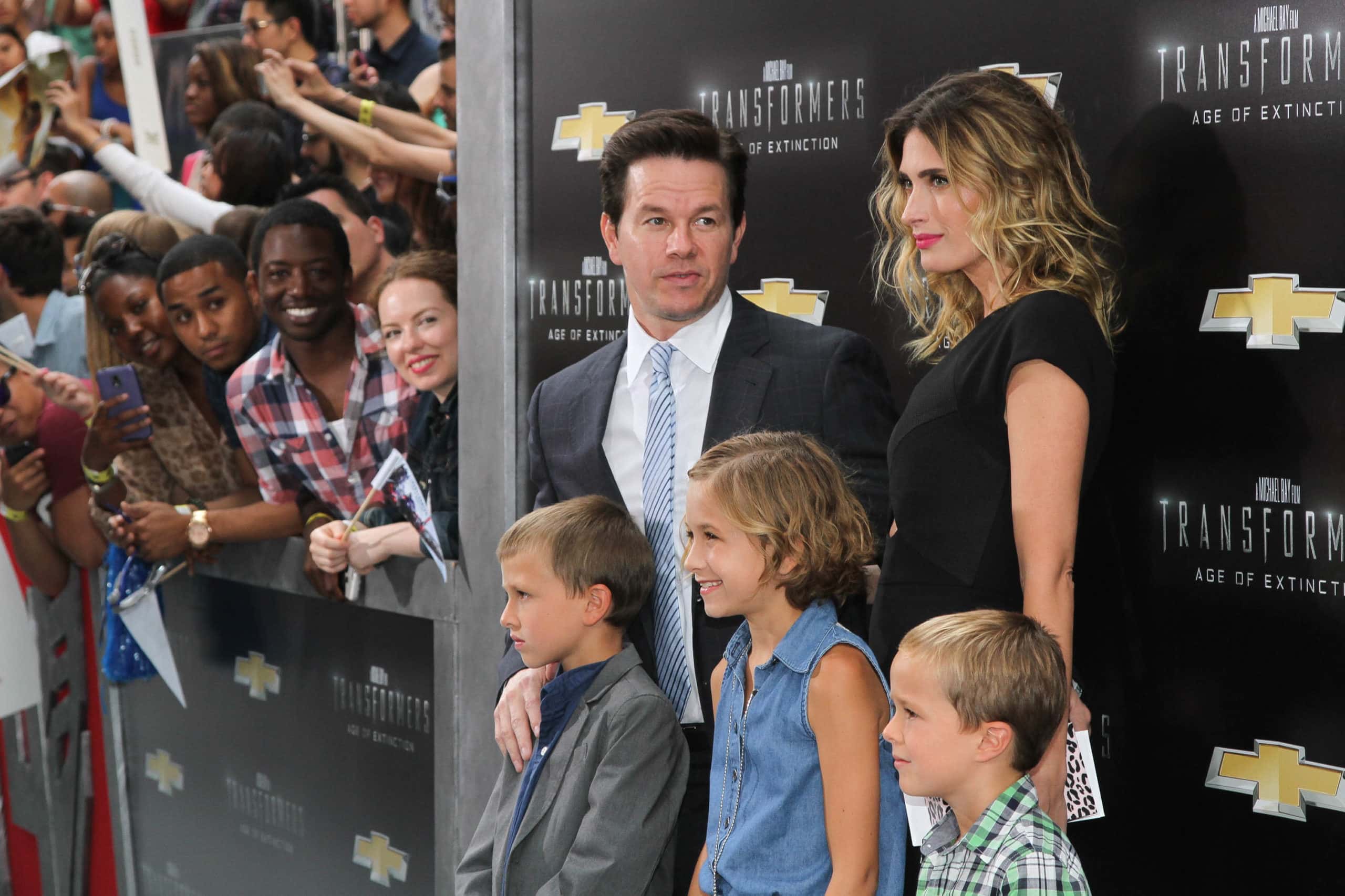Mark Wahlberg with wife Rhea Durham and family attend "Transformers: Age Of Extinction" New York Premiere