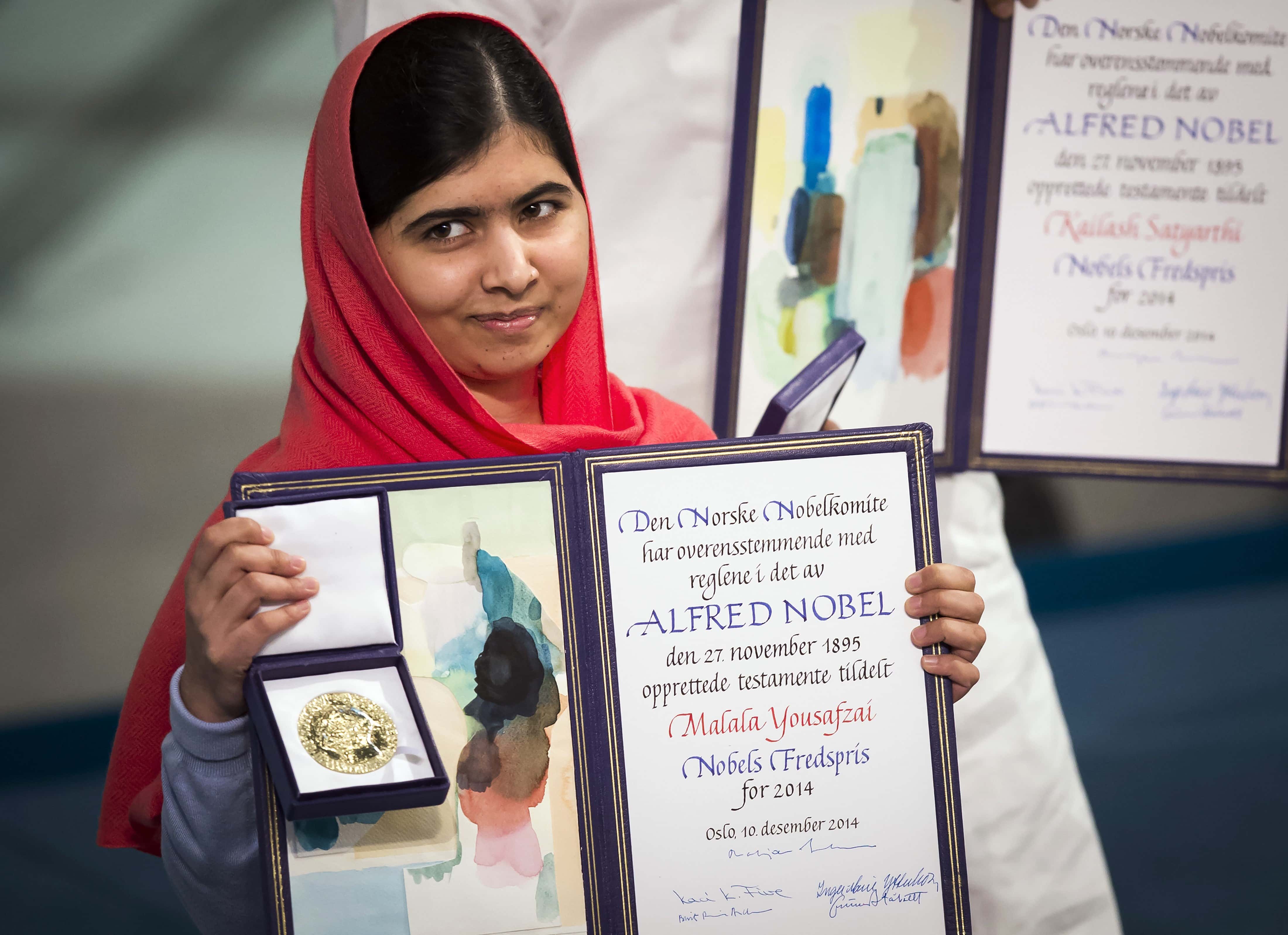 Nobel Peace Prize laureate Malala Yousafzai 