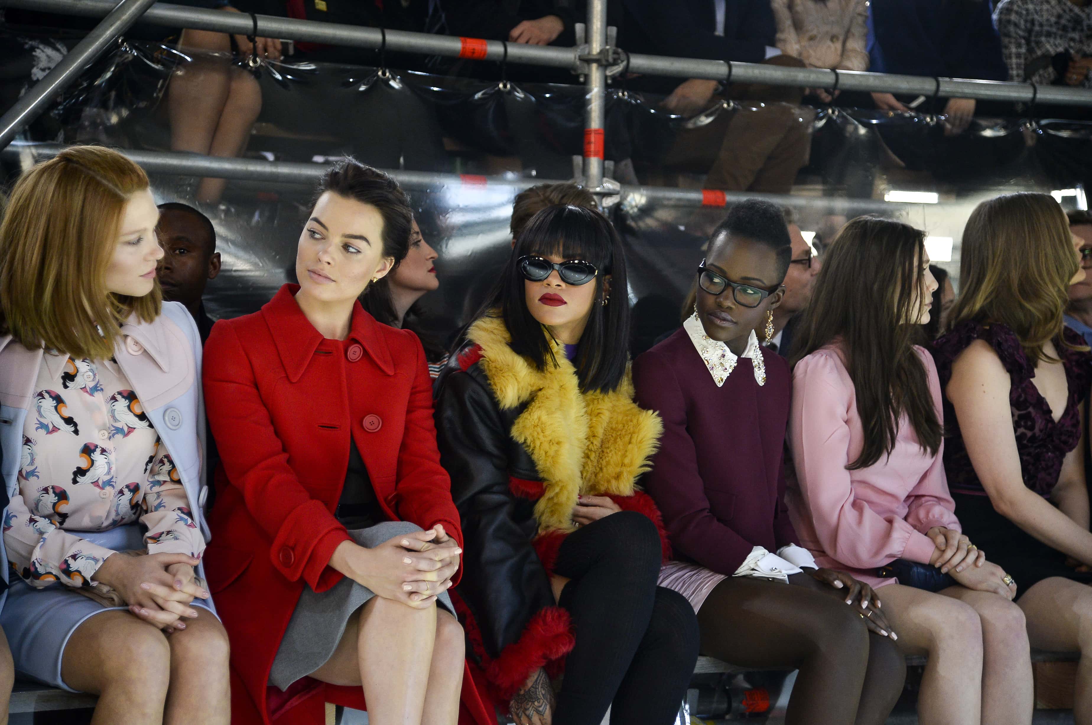 Rihanna attend the Miu Miu show as part of the Paris Fashion Week
