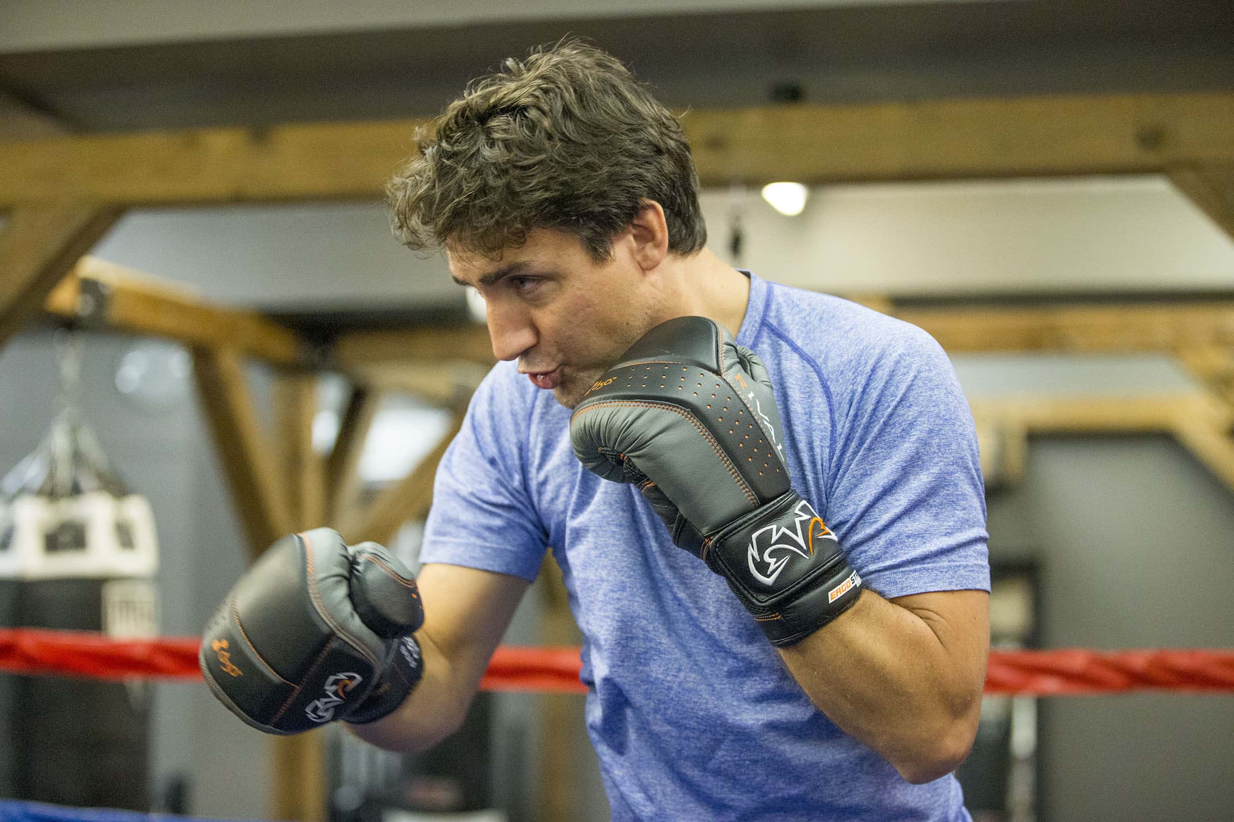 Justin Trudeau, visits Paul Brown Boxfit boxing gym