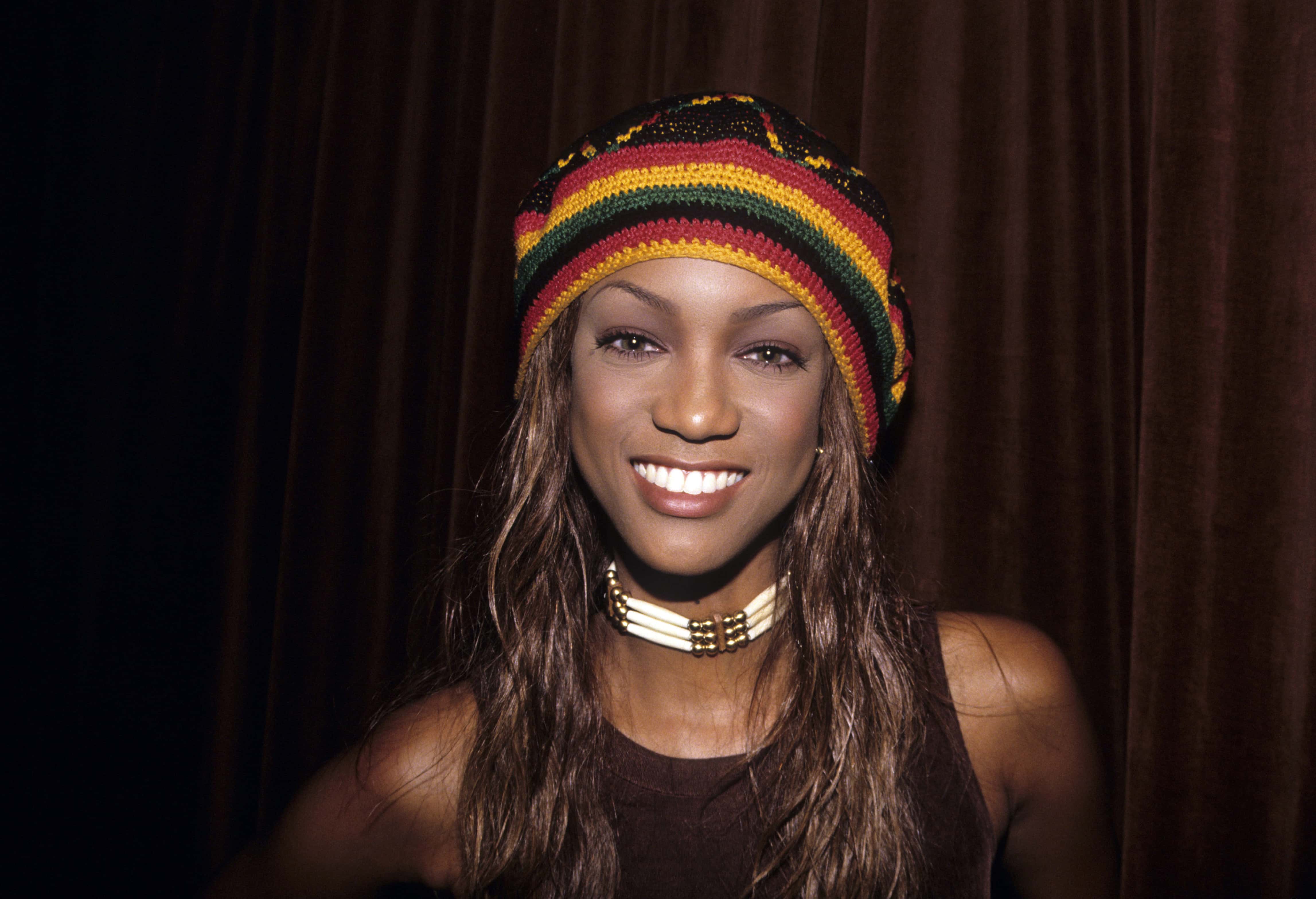 Tyra Banks wearing rasta hat