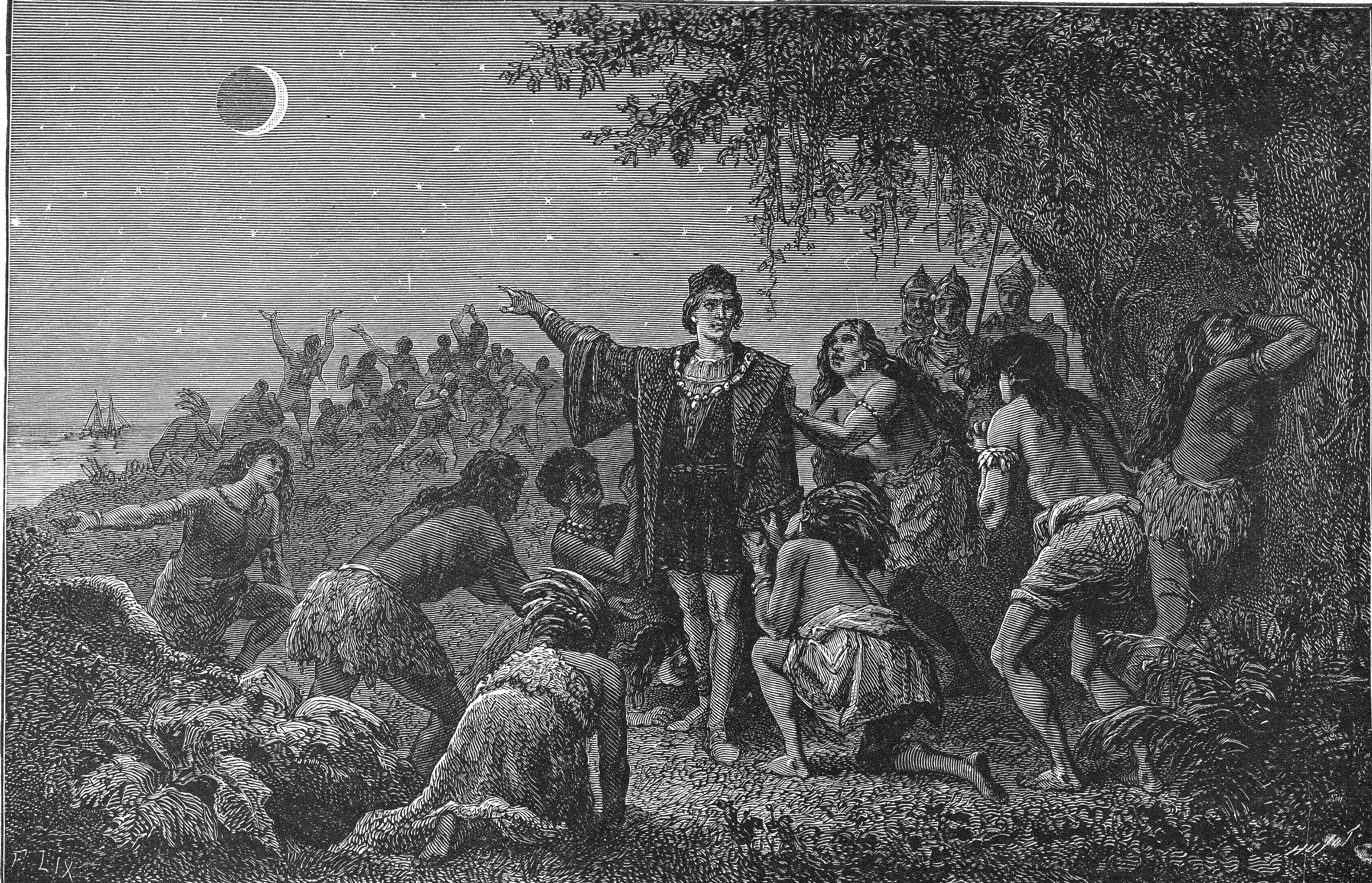 Christopher Columbus Scares Indians.