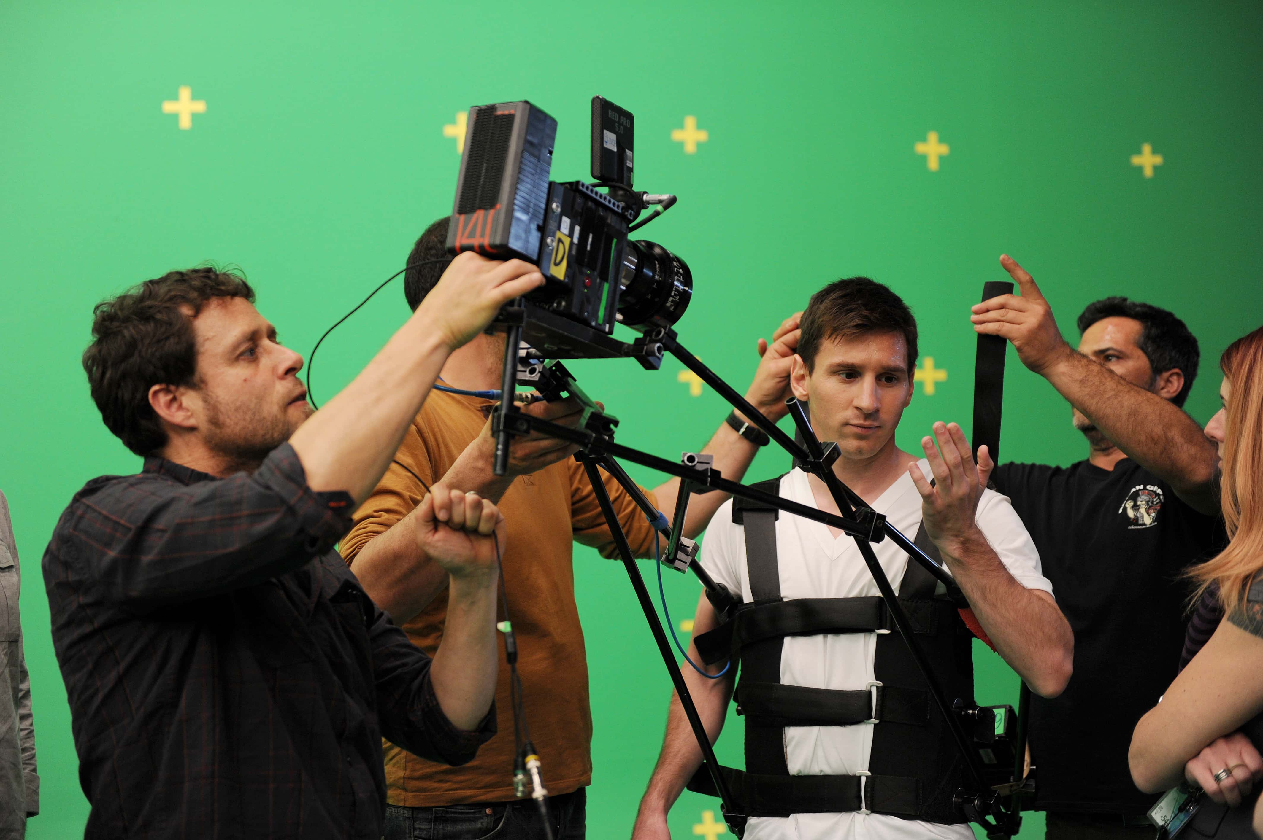 Lionel Messi of FC Barcelona on the set of the EA Sports