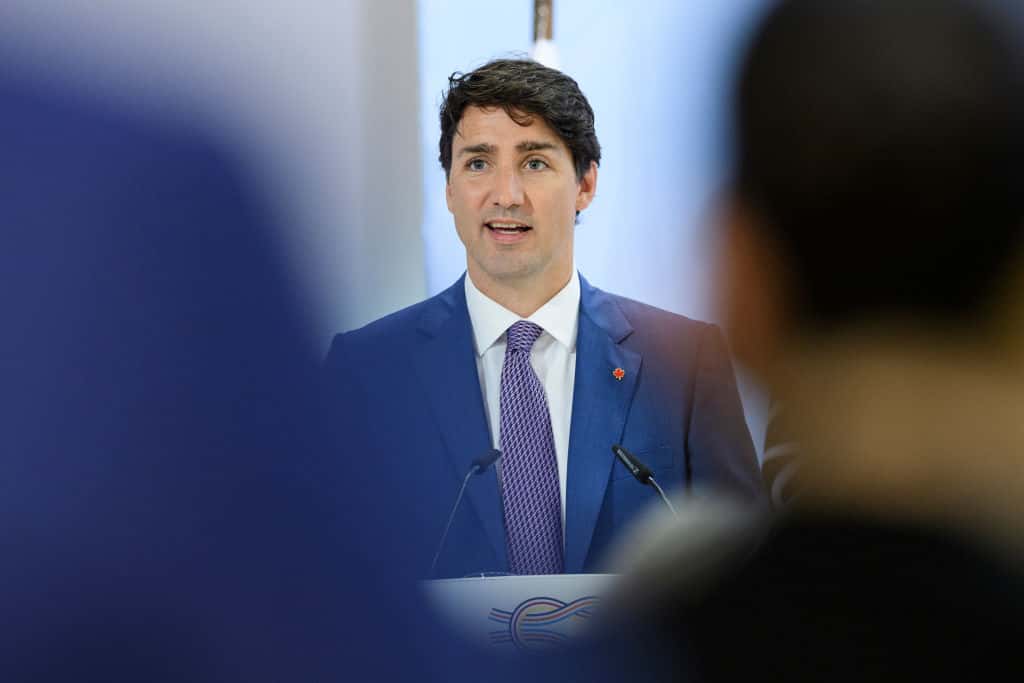 Canadian Prime Minister Justin Trudeau attends a panel discussion titled 'Launch Event Women's Entrepreneur Finance Initiative' on the second day of the G20 summit on July 8, 2017