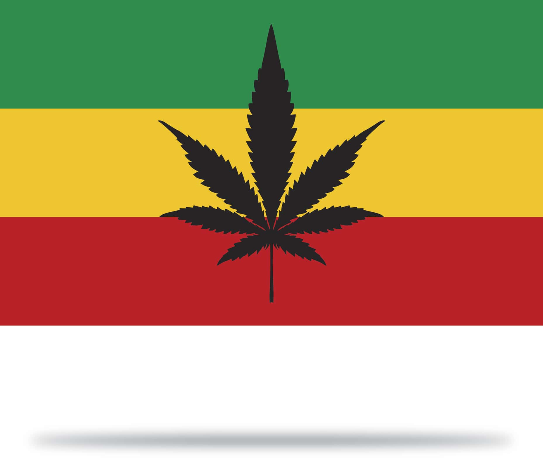 Rasta Marijuana Flag With Shadow.
