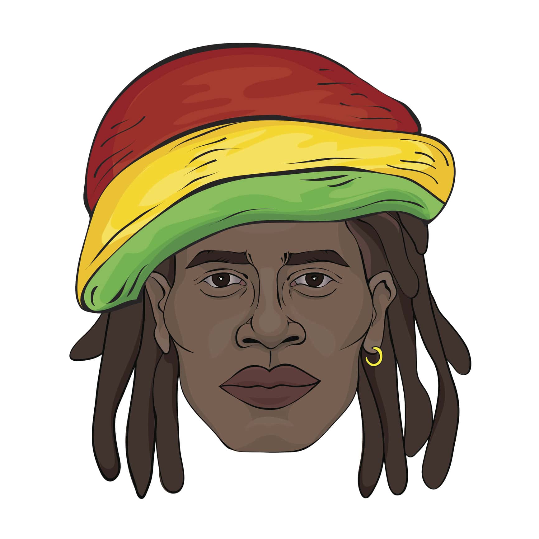 Portrait of rastaman. Vector illustration.