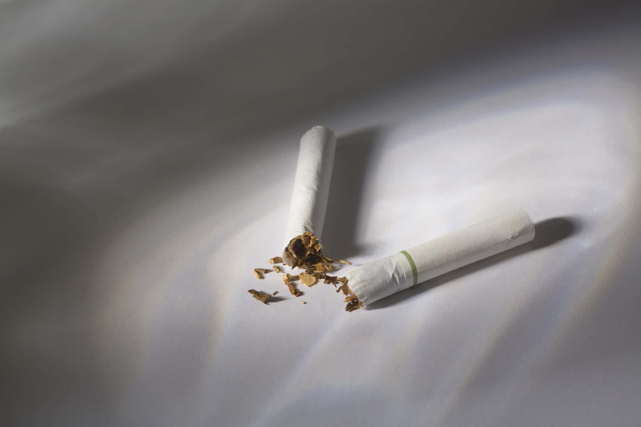 A cigarette broken in two.