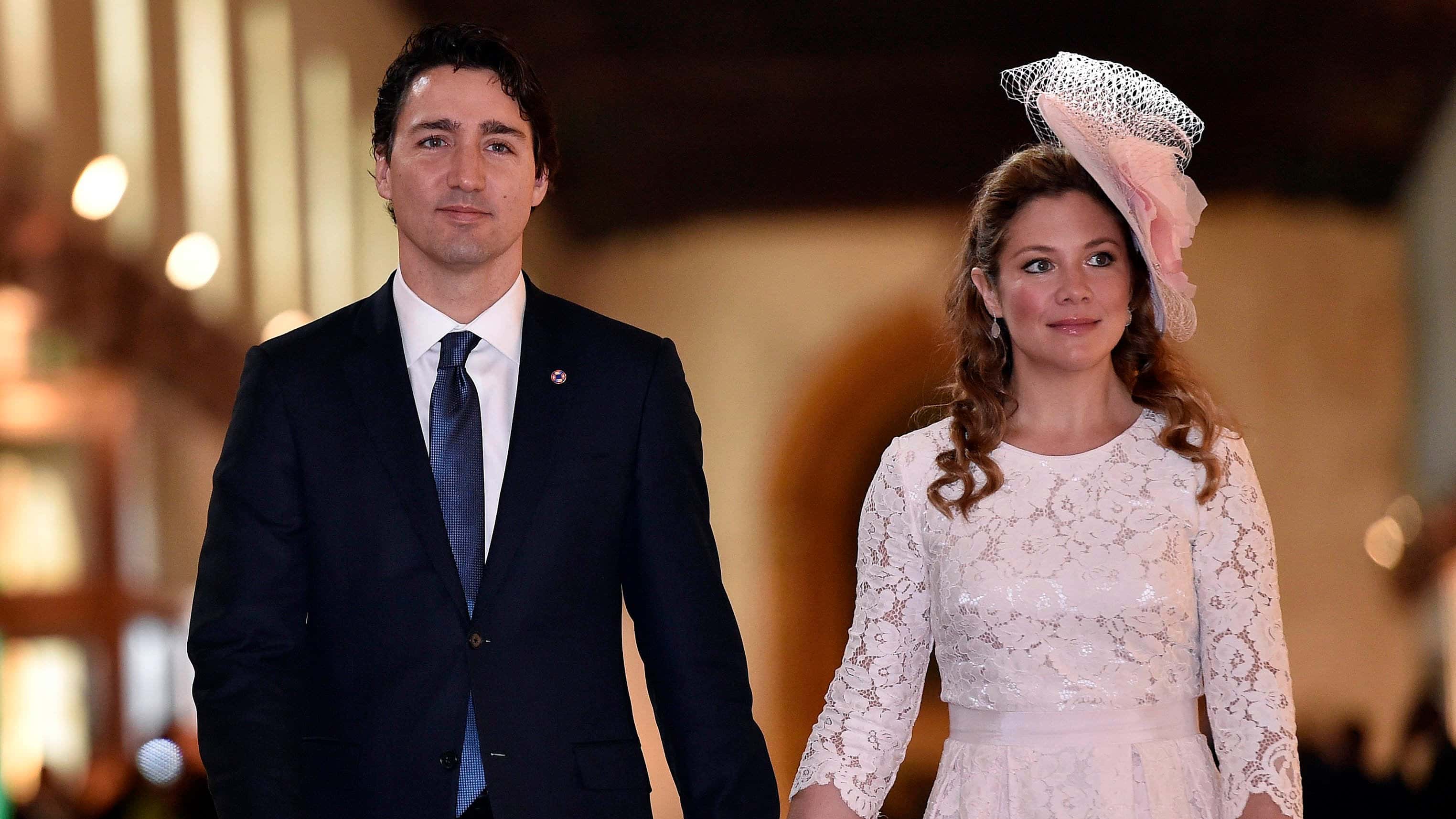 Canadian Prime Minister Justin Trudeau and his wife Sophie Gregoire arrive for the opening ceremony of the Commonwealth Heads of Government Meeting