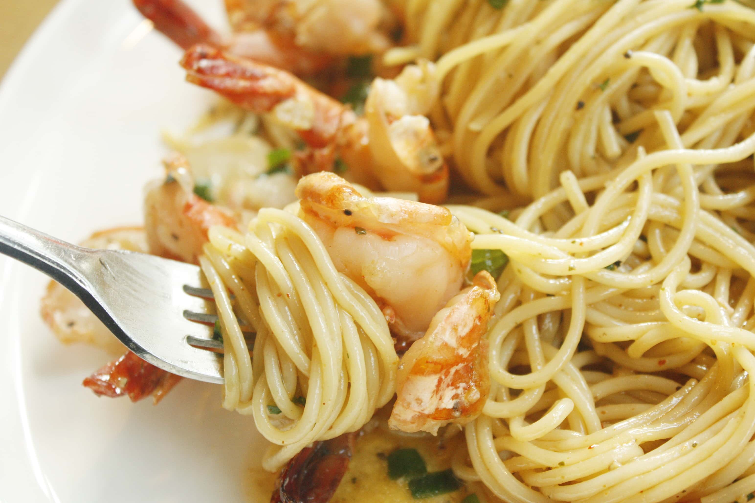 Plate with Shrimp linguini