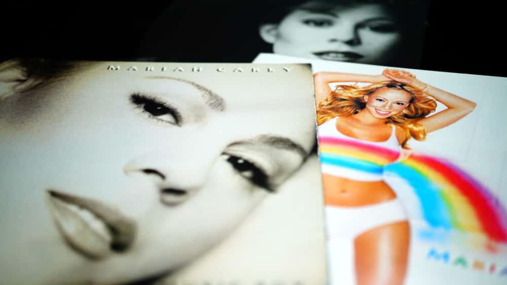Detail of CD and artwork of American singer-songwriter Mariah Carey