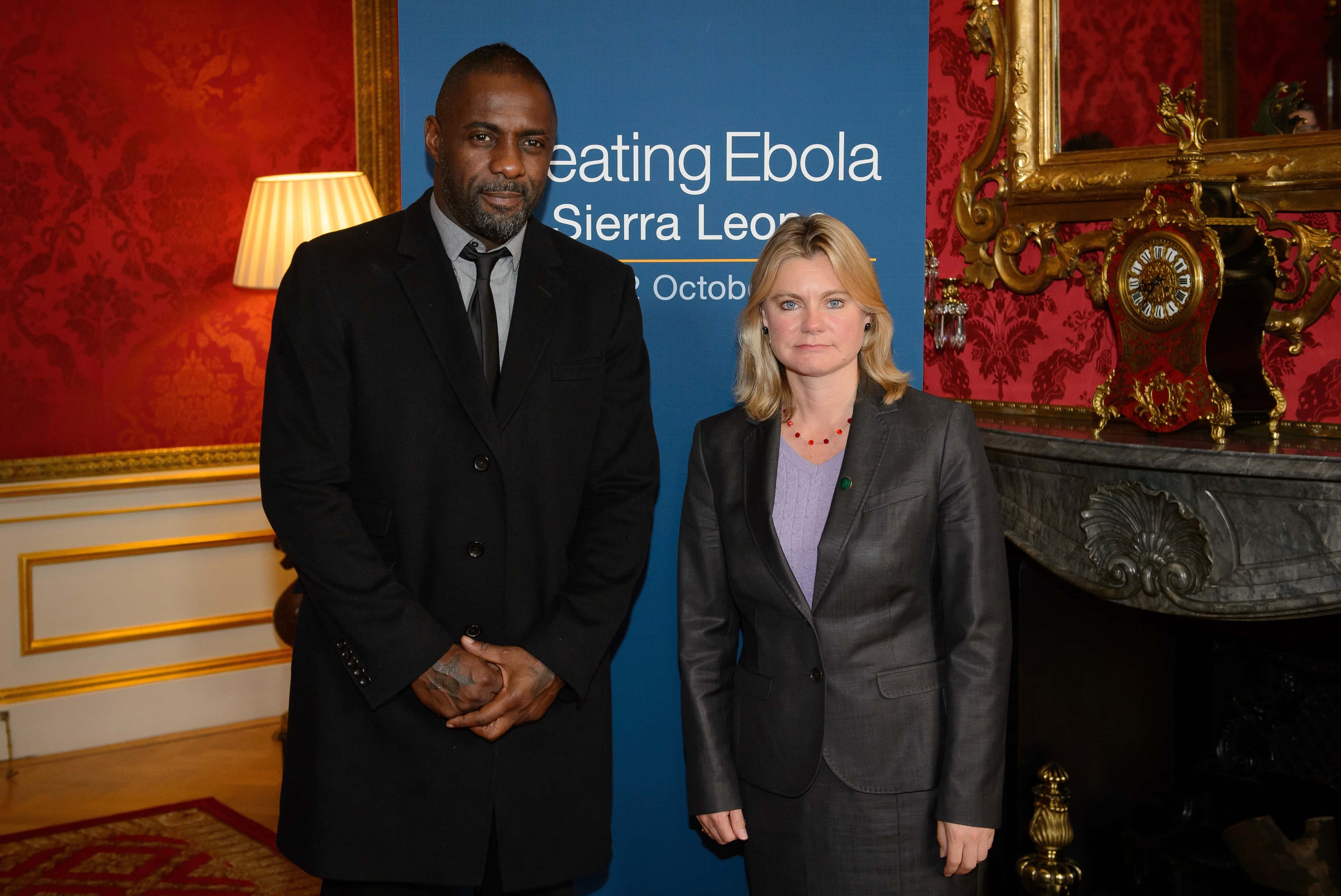 British actor Idris Elba (L) and British International Development Secretary Justine Greening