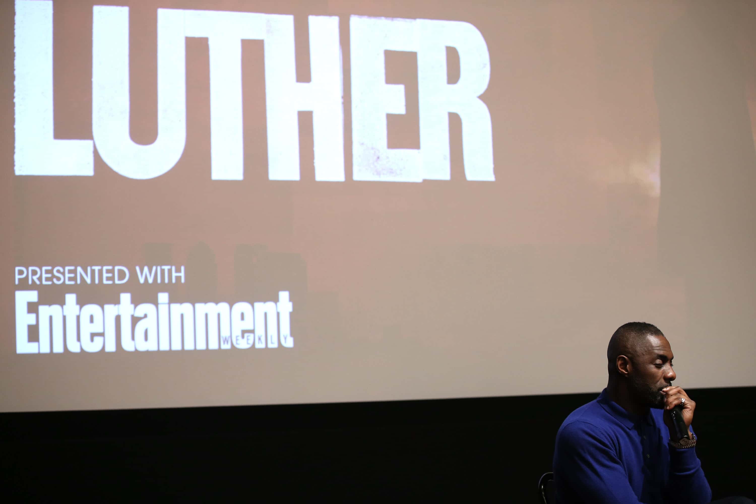 Actor Idris Elba speaks on stage after BBC America's 'Luther' screening
