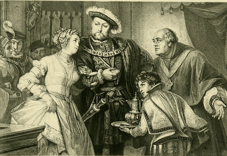 Henry VIII and Anne Boleyn; engraving - before 1909