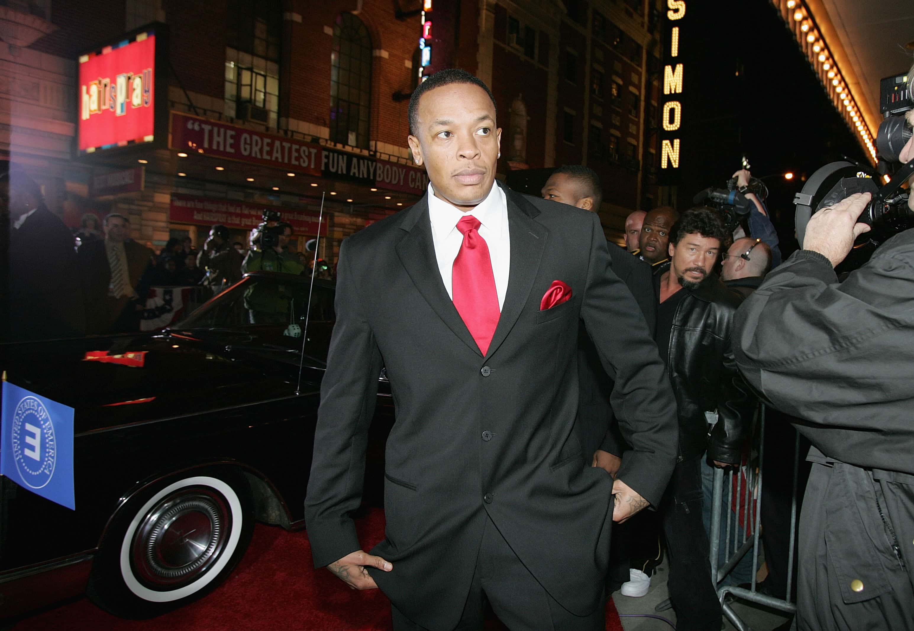 Rapper Dr. Dre arrives at the Shady National Convention to launch Shade 45
