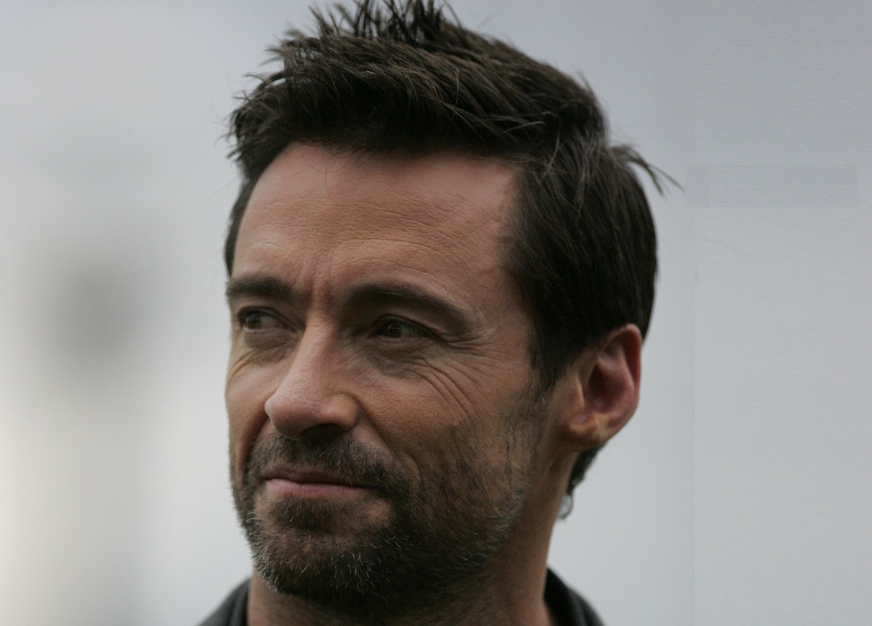 Hugh Jackman in a grey suit