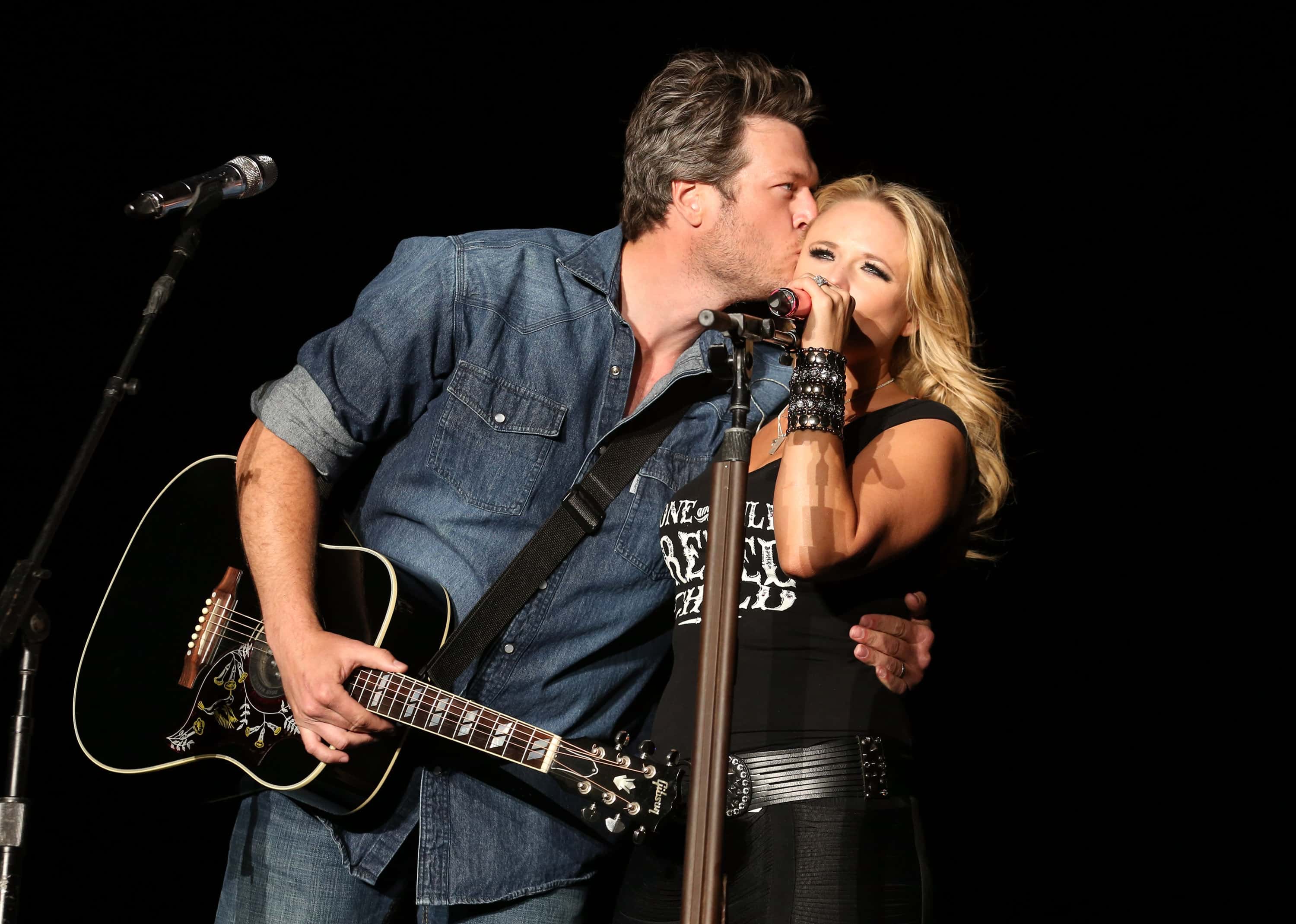 Musicians Blake Shelton and Miranda Lambert