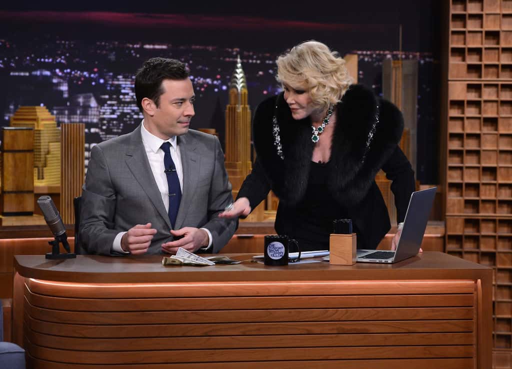 Joan Rivers visits "The Tonight Show Starring Jimmy Fallon" at Rockefeller Center on February 17, 2014