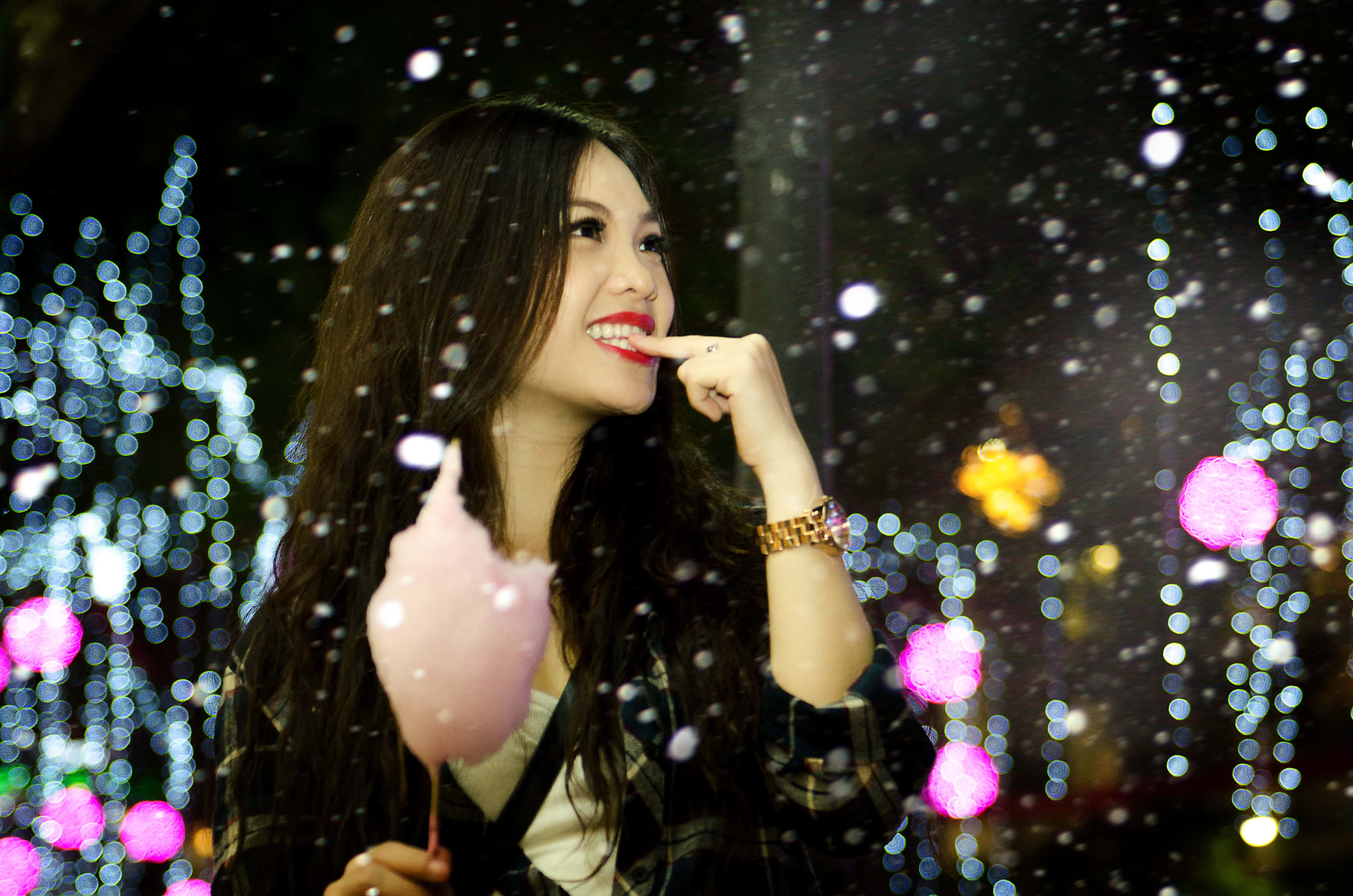 Lovely girl on Christmas background