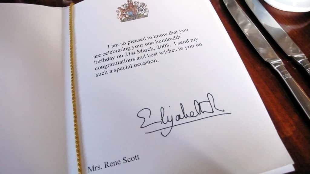 A Royal card signed by Queen Elizabeth