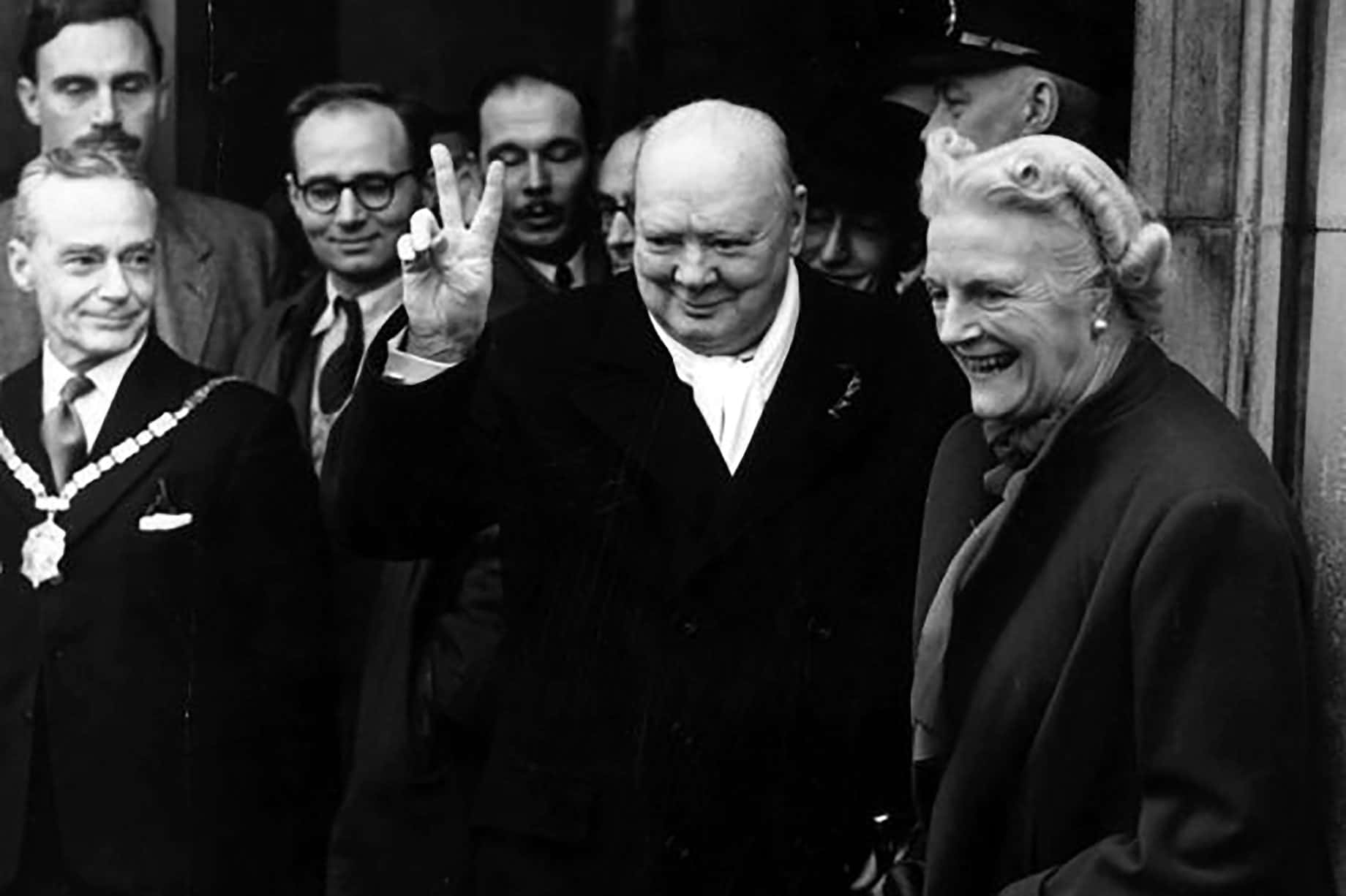 Winston Churchill in a black coat