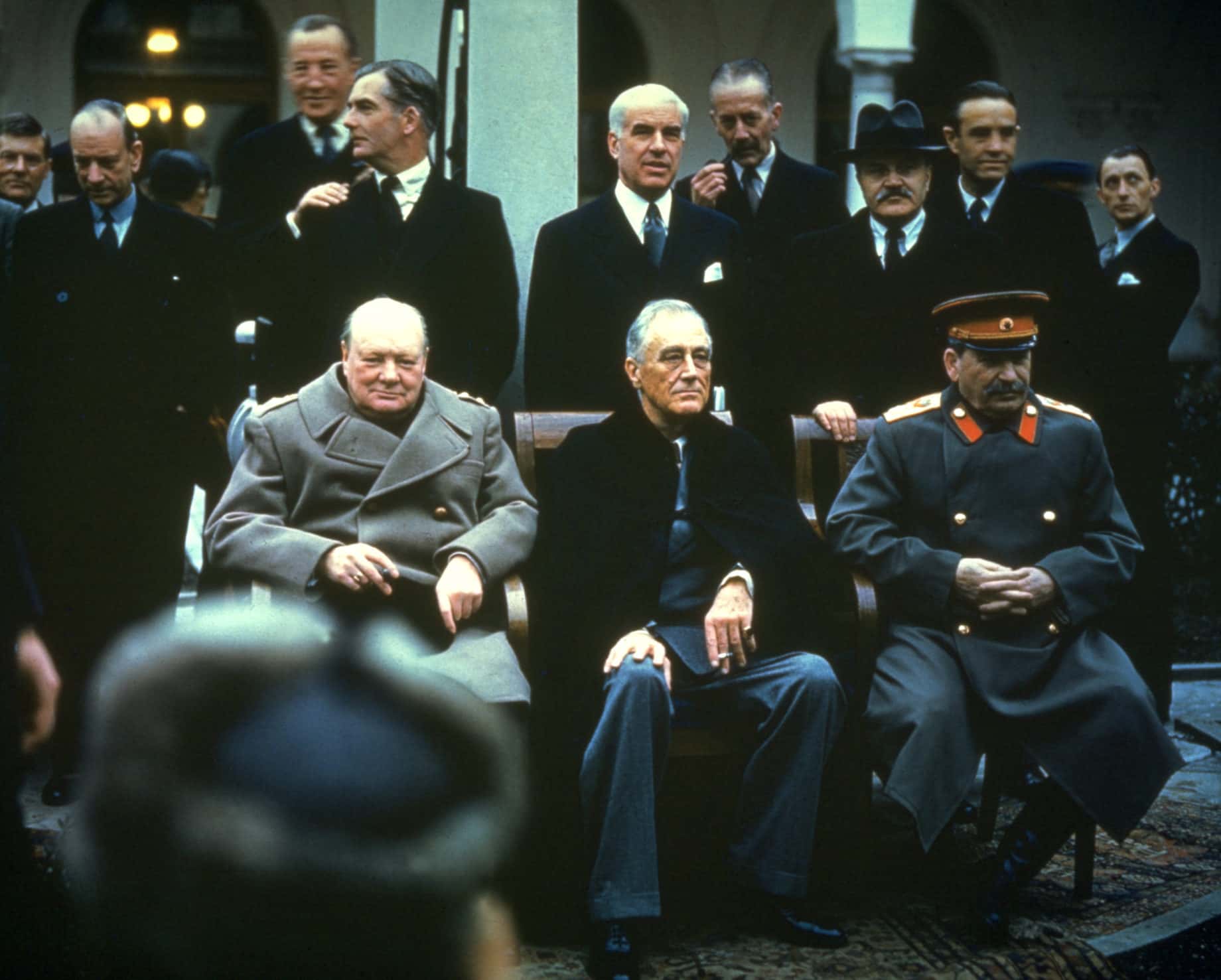 Winston Churchill, Franklin Delano Roosevelt and Joseph Stalin