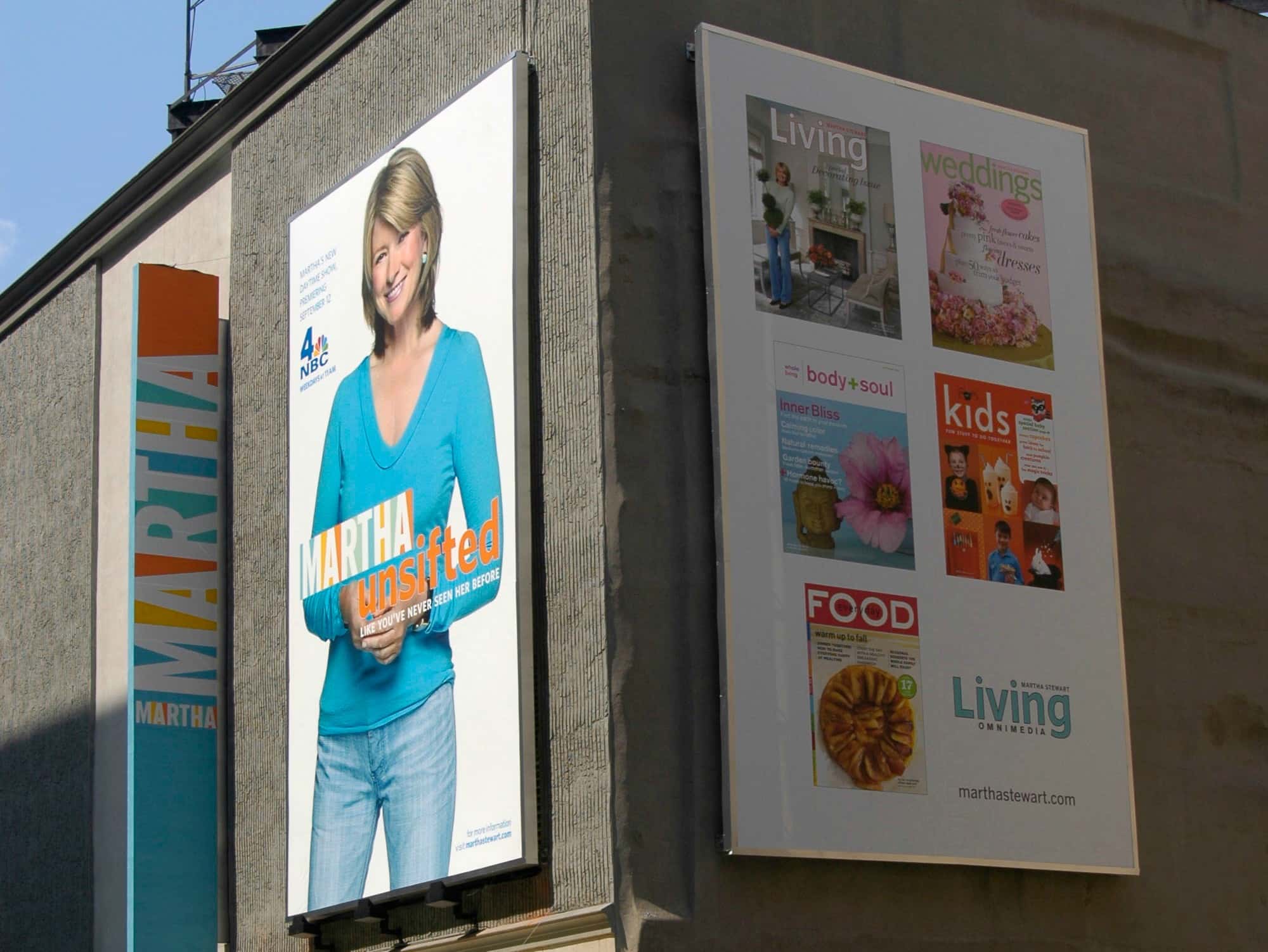 Banners announce the arrival of Martha Stewart and her new television program